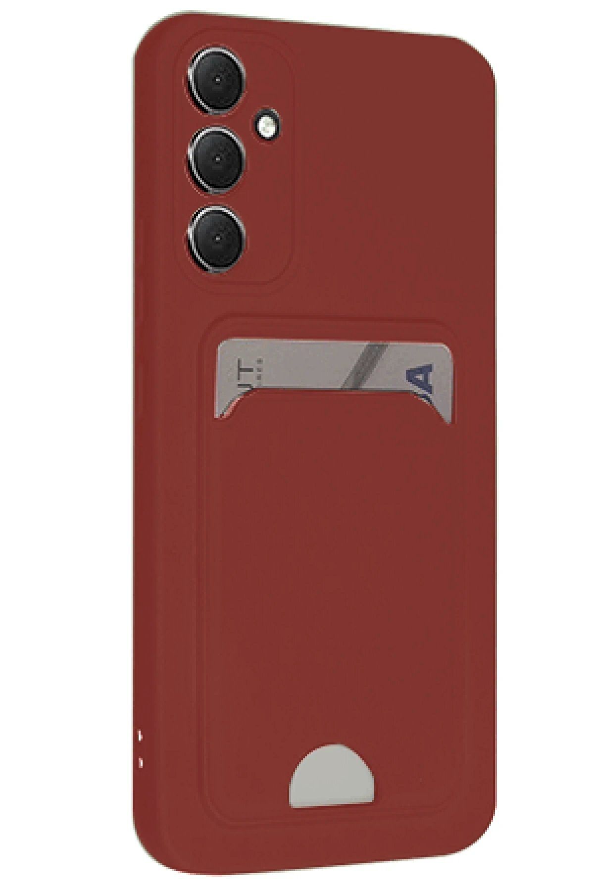 CepteToptan Newface Samsung Galaxy S24 FE Kılıf Kelvin Kartvizitli Silikon - Bordo