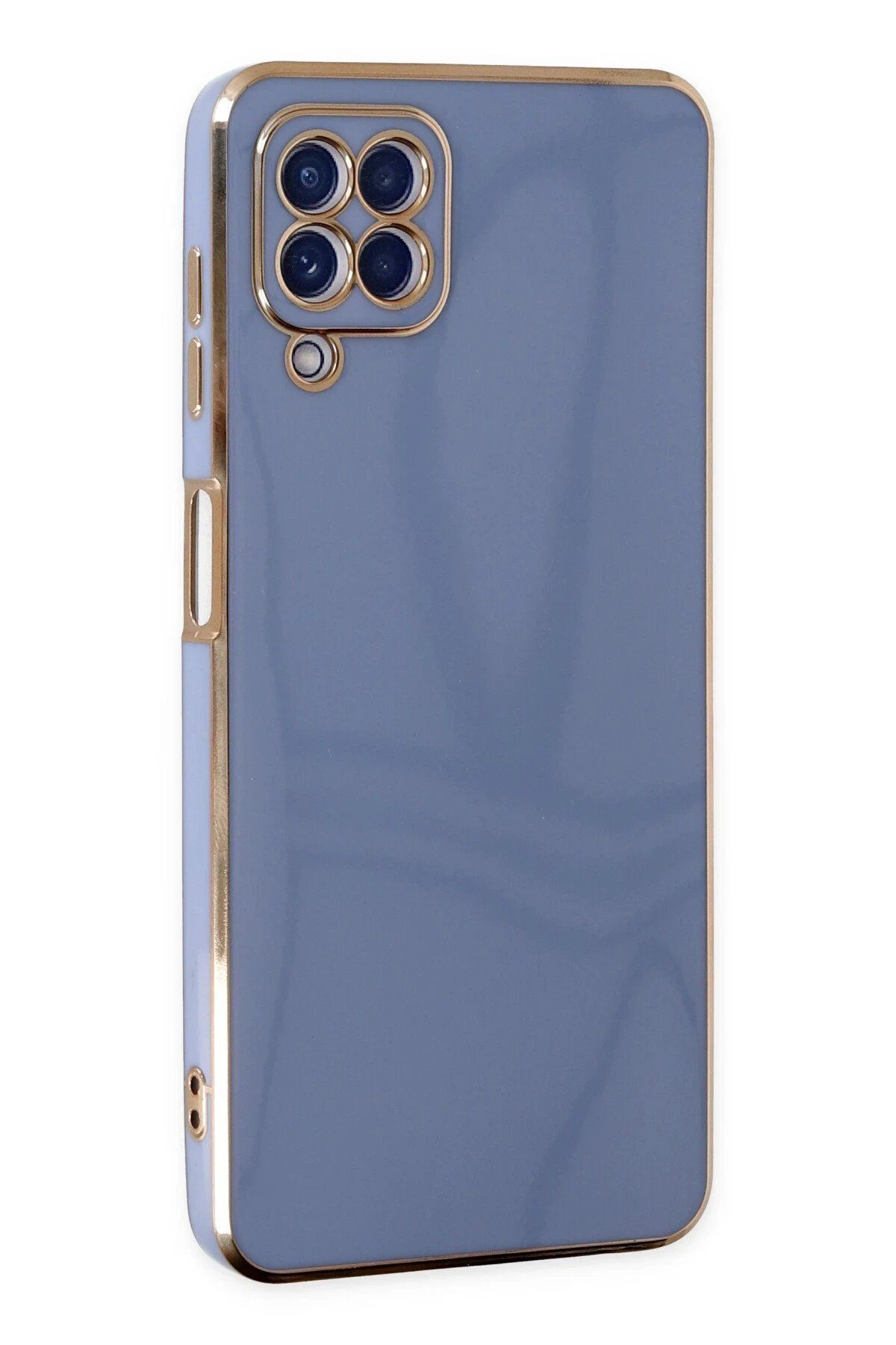 CepteToptan Newface Samsung Galaxy A12 Kılıf Volet Silikon - Mavi
