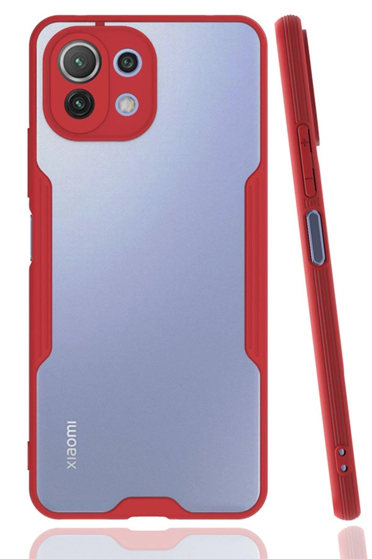 CepteToptan Newface Xiaomi Mİ 11 Lite Kılıf Platin Silikon - Kırmızı