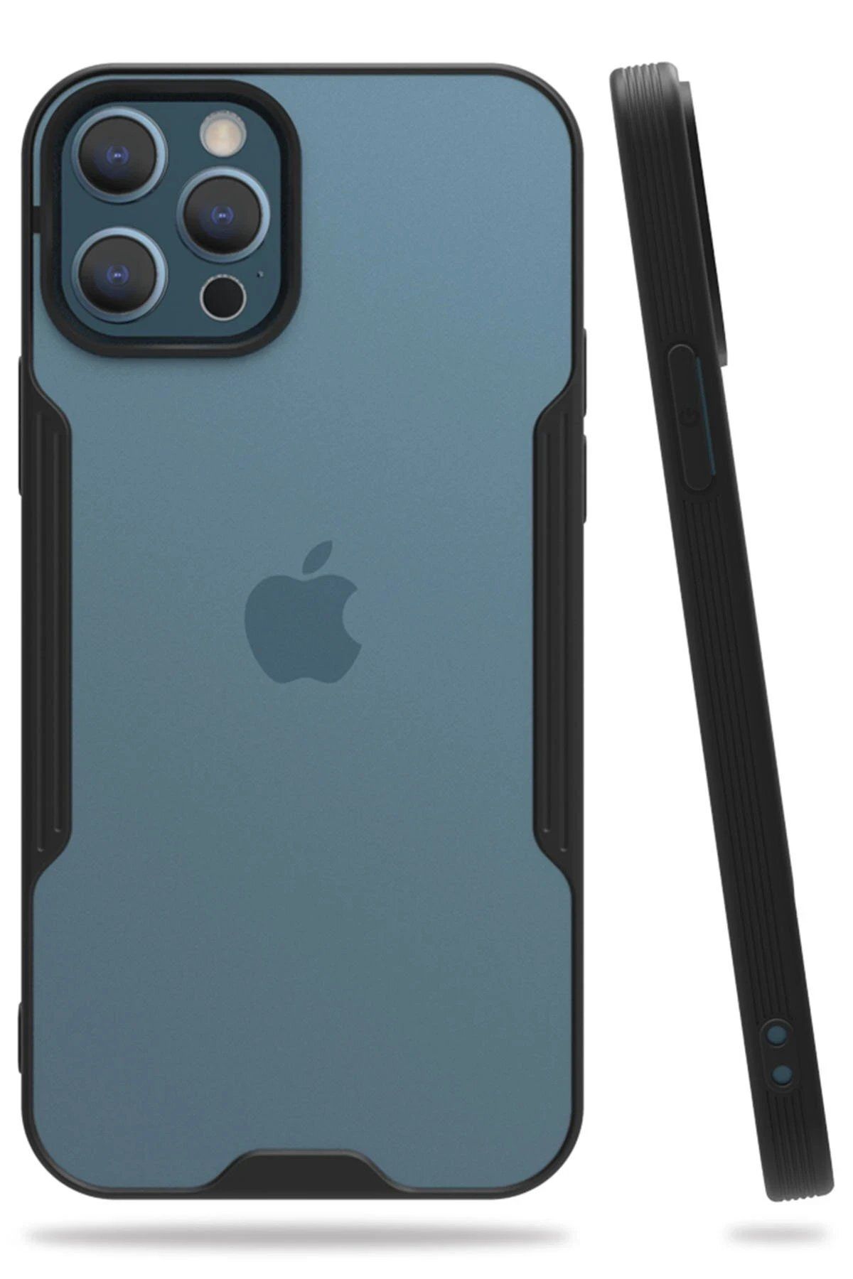 CepteToptan Newface iPhone 12 Pro Max Kılıf Platin Silikon - Siyah