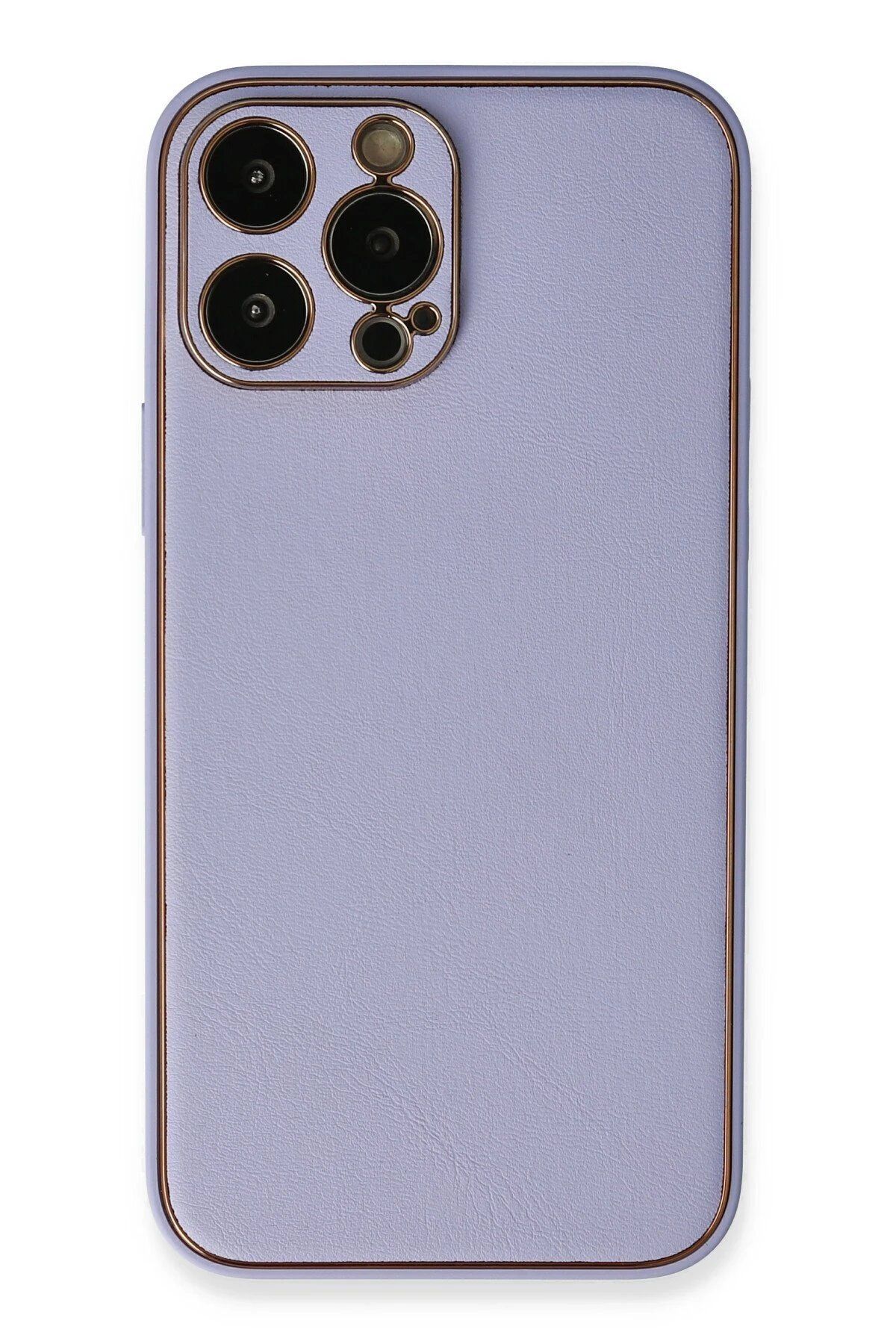 CepteToptan Newface iPhone 13 Pro Max Kılıf Coco Deri Silikon Kapak - Açık Lila