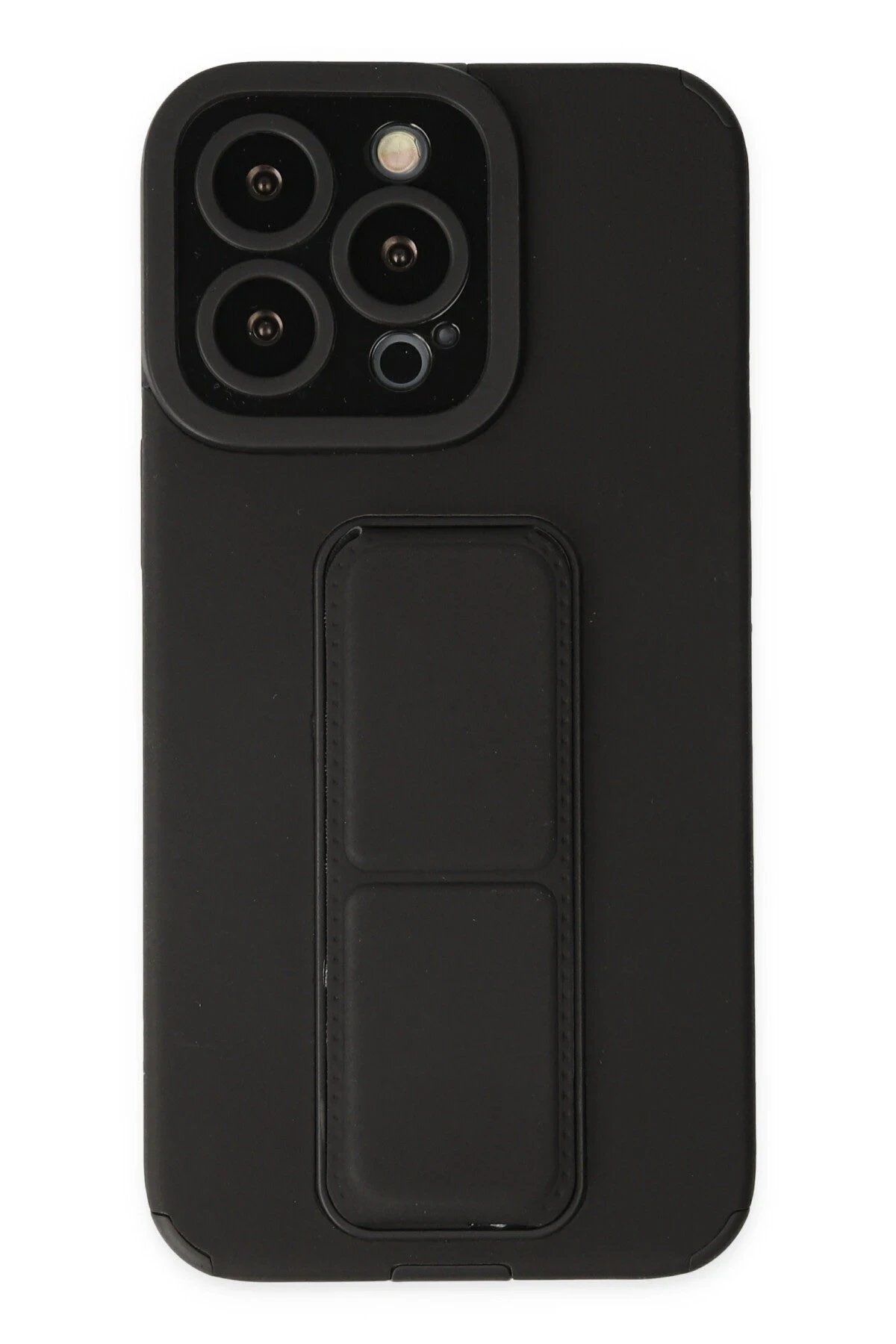 CepteToptan Newface iPhone 14 Pro Kılıf Mega Standlı Silikon - Siyah