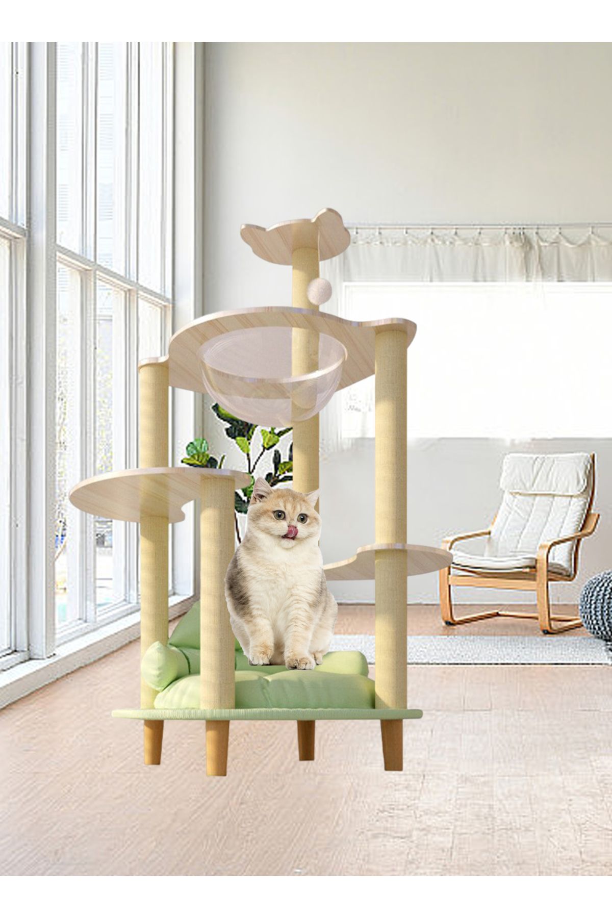 KidLe-Cat Climbing Frame Transparent Capsule Cat Tree Cat Scratching Post 5