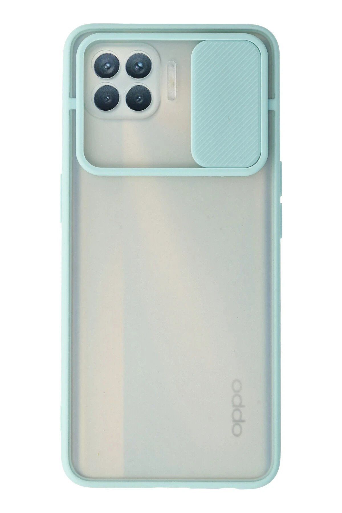 CepteToptan Newface Oppo Reno 4 Lite Kılıf Palm Buzlu Kamera Sürgülü Silikon - Turkuaz