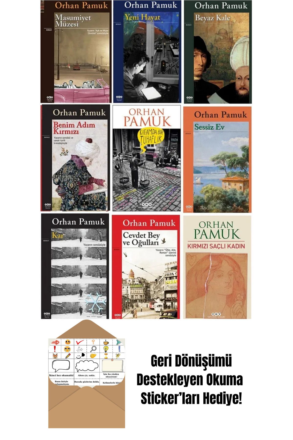 Yapı Kredi Yayınları Orhan Pamuk Seti 9 Kitap + Okuma Sticker'ları