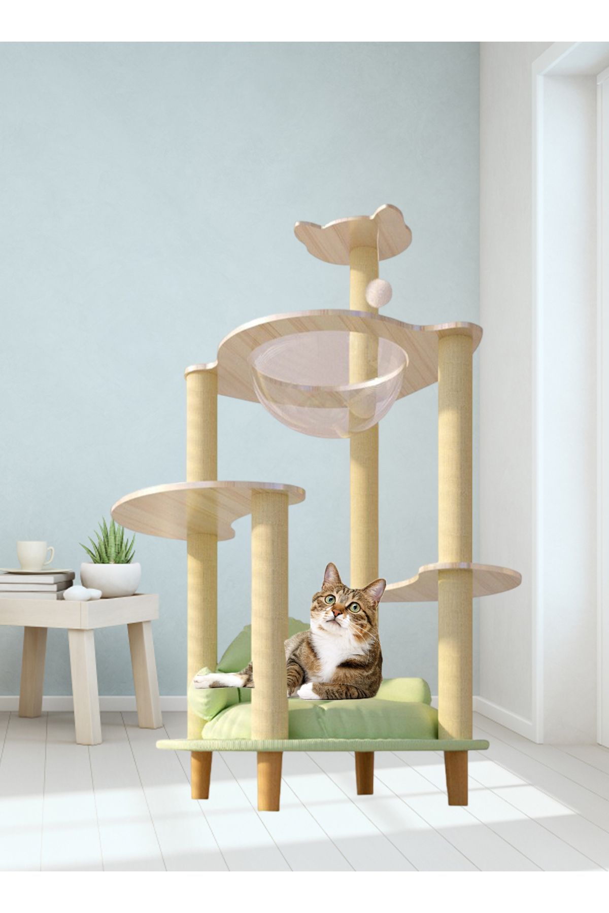 KidLe-Cat Climbing Frame Transparent Capsule Cat Tree Cat Scratching Post 6