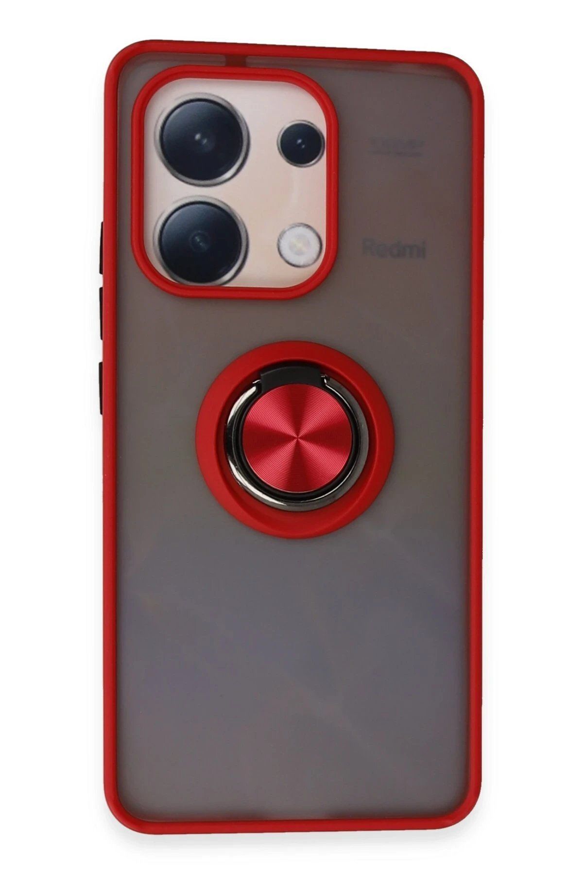 CepteToptan Newface Xiaomi Redmi Note 13 4G Kılıf Montreal Yüzüklü Silikon Kapak - Kırmızı