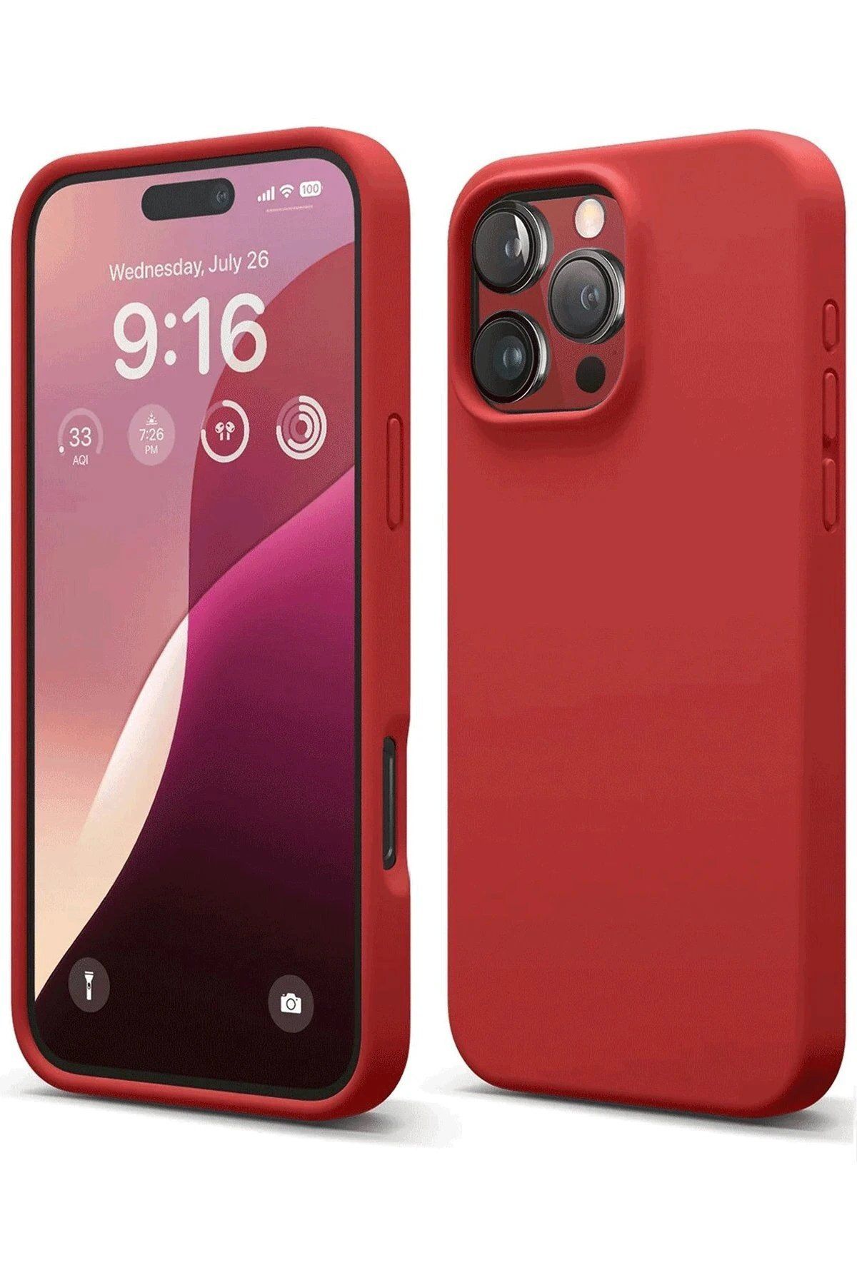 CepteToptan Newface iPhone 16 Pro Max Kılıf Nano içi Kadife Silikon - Kırmızı