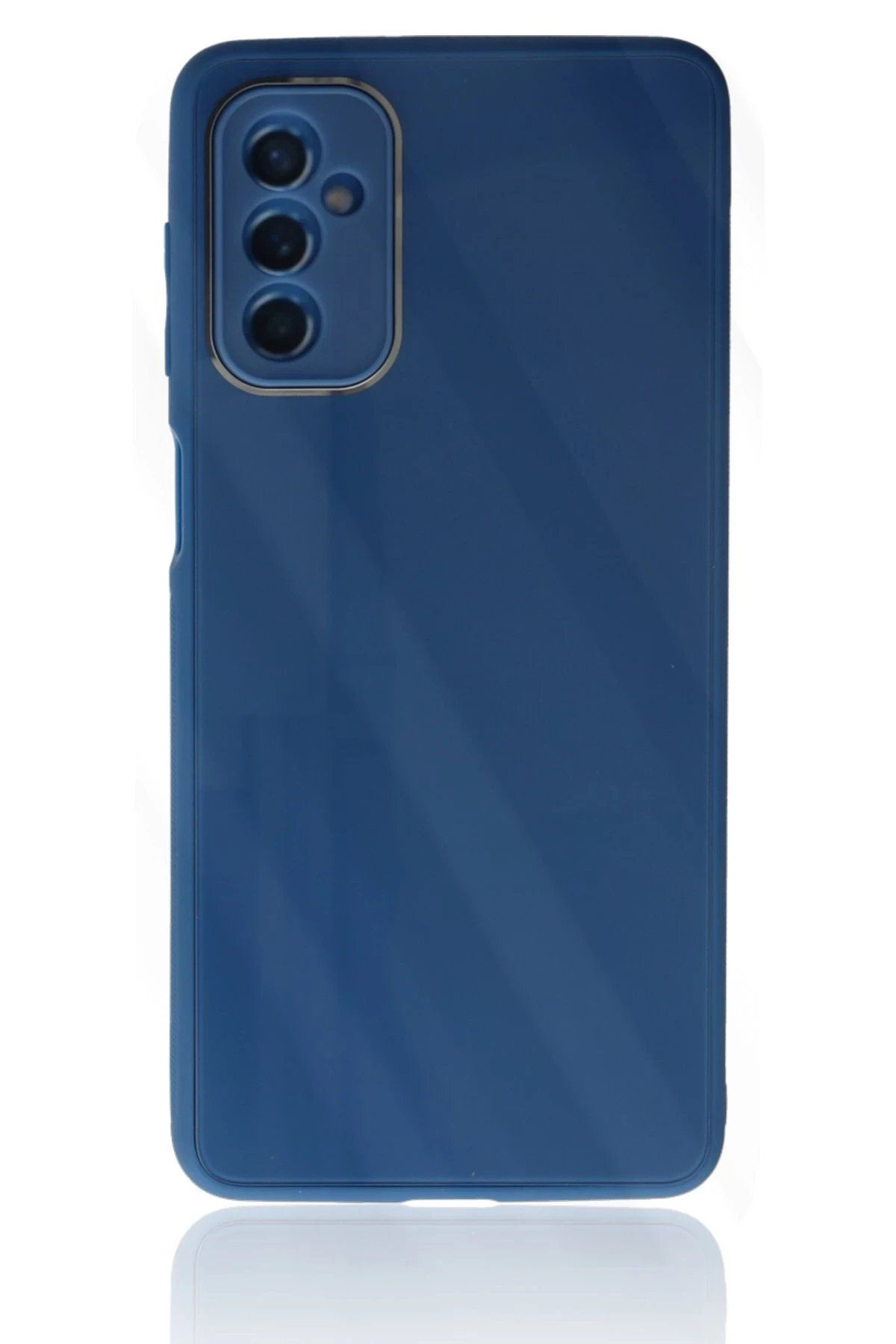 CepteToptan Newface Samsung Galaxy M52 5G Kılıf Glass Kapak - Mavi