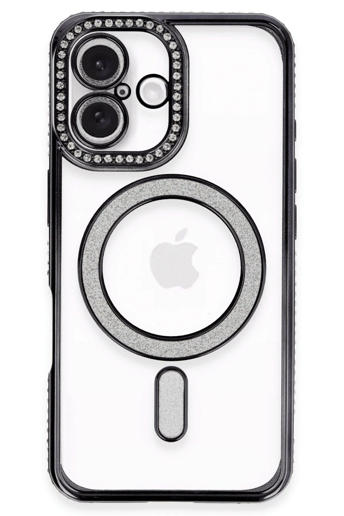 CepteToptan Newface iPhone 16 Plus Kılıf Joke Simli Magneticsafe Kılıf - Siyah