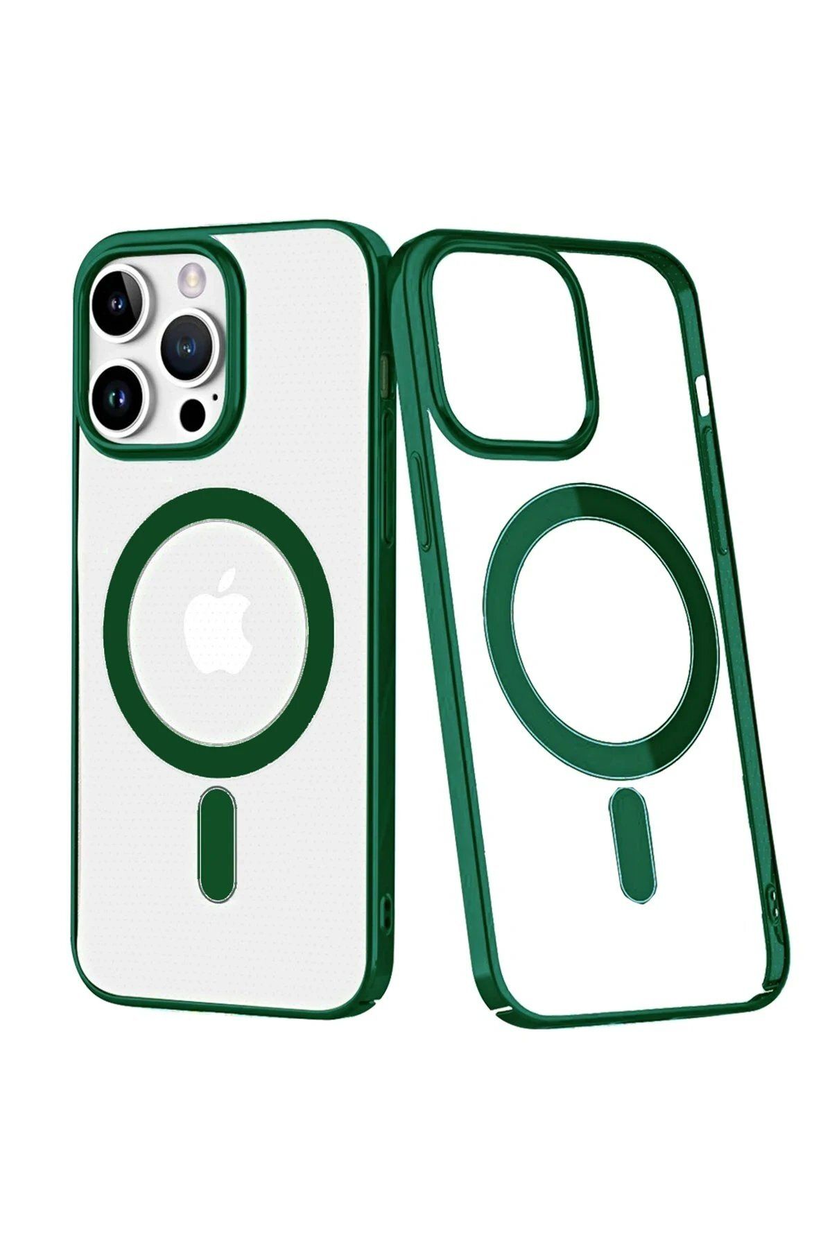 CepteToptan Newface iPhone 14 Pro Max Kılıf Element Magneticsafe Sert Kapak - Köknar Yeşili