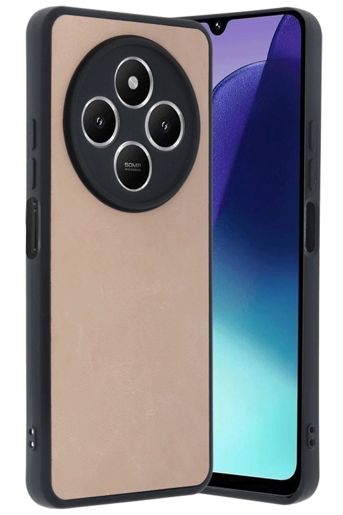 CepteToptan Newface Xiaomi Redmi 14C Kılıf Aras Deri Kapak - Pudra