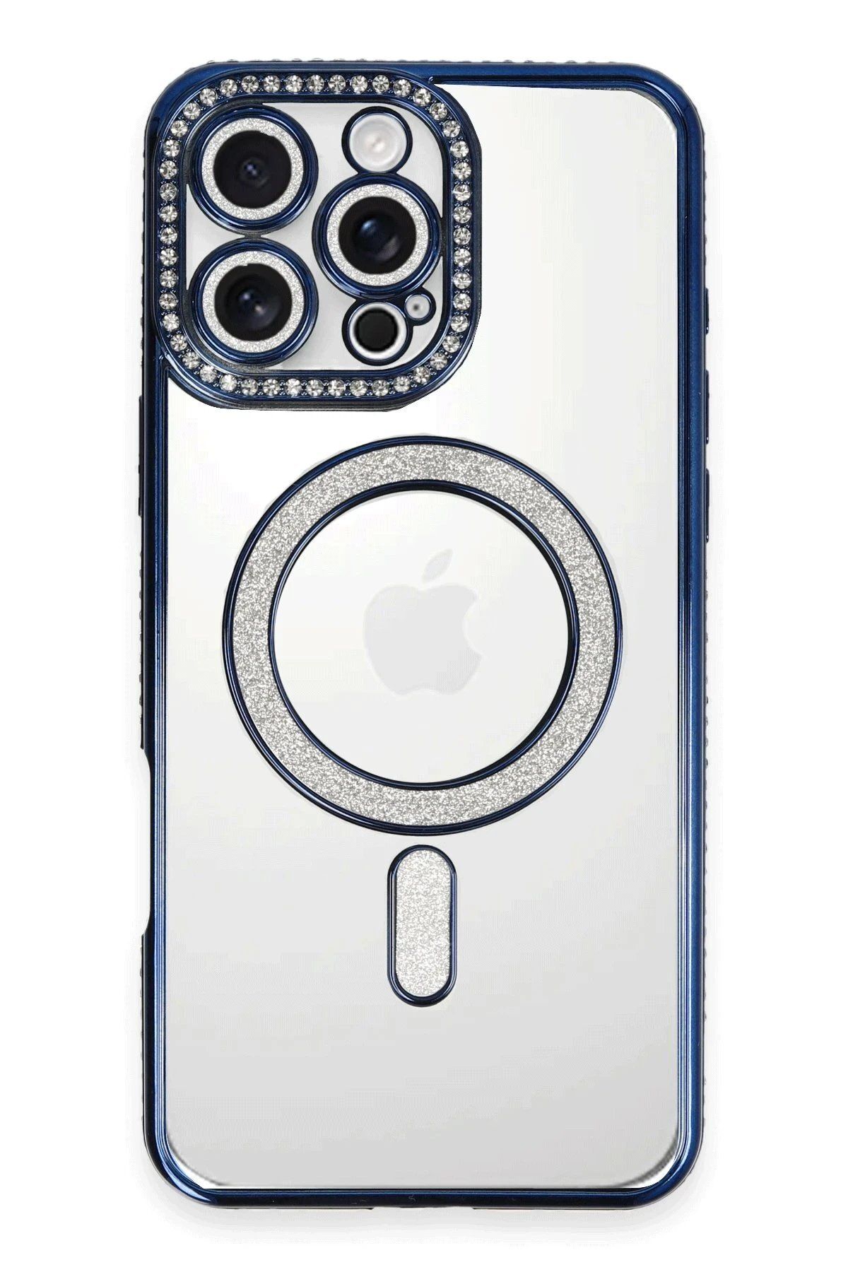 CepteToptan Newface iPhone 16 Pro Kılıf Joke Simli Magneticsafe Kılıf - Lacivert