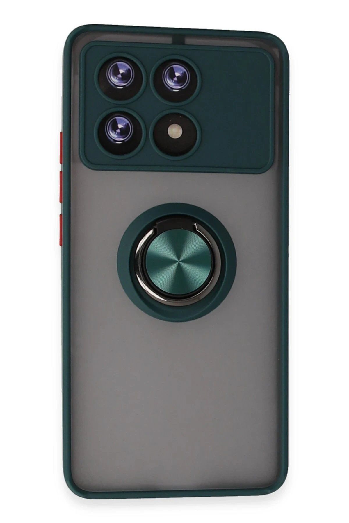 CepteToptan Newface Xiaomi Poco X6 Pro Kılıf Montreal Yüzüklü Silikon Kapak - Yeşil
