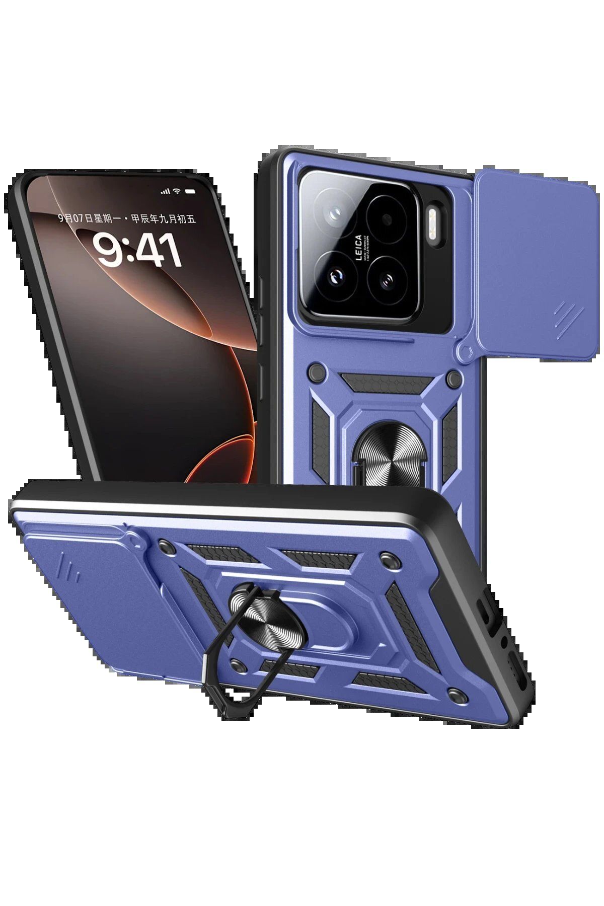CepteToptan Newface Xiaomi Mi 15 Kılıf Pars Lens Yüzüklü Silikon - Lacivert