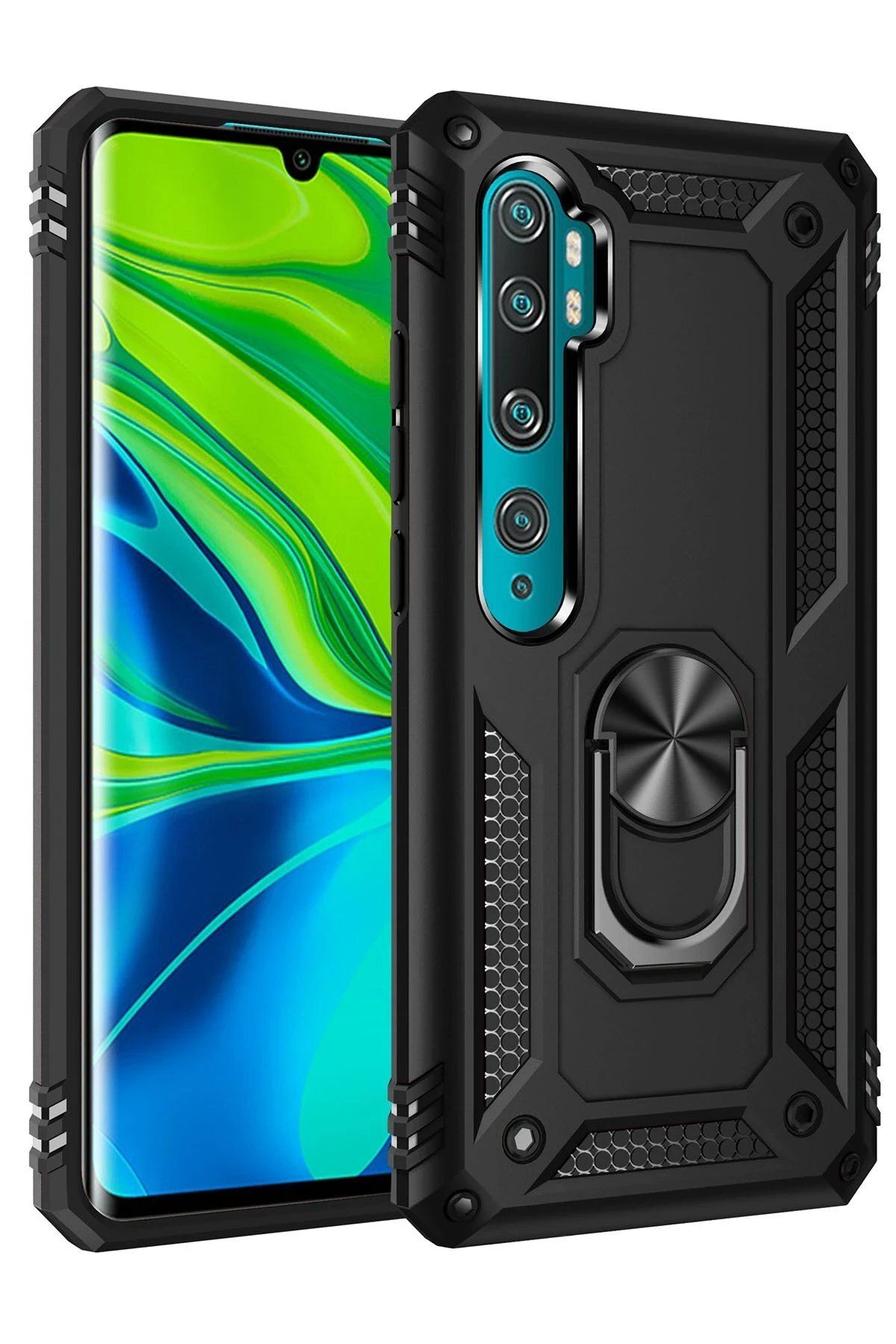 CepteToptan Newface Xiaomi Mi Note 10 Lite Kılıf Sofya Yüzüklü Silikon Kapak - Siyah