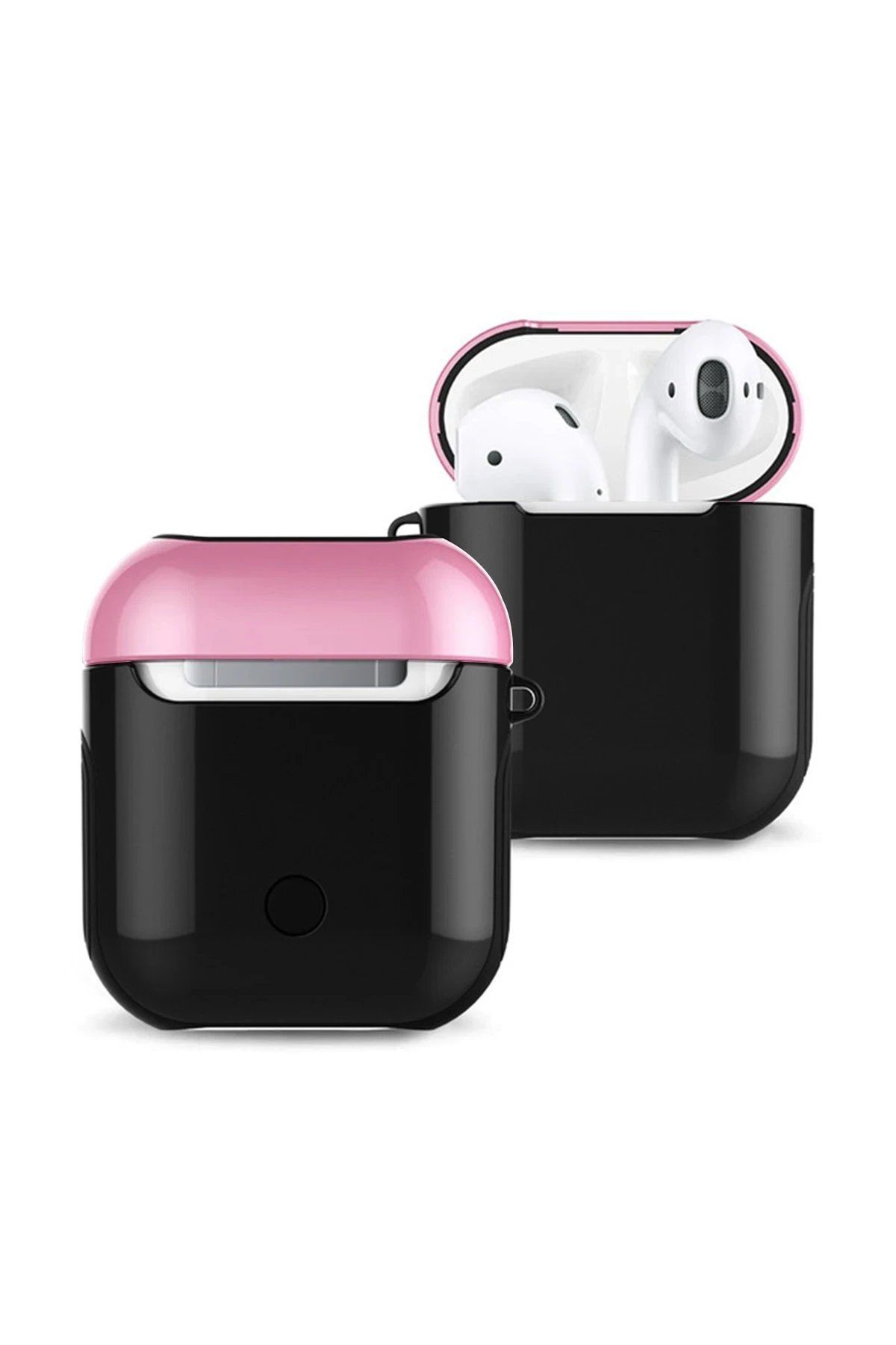 CepteToptan Newface Airpods 2 (2.nesil) 3in1 Kılıf - Siyah-Pembe