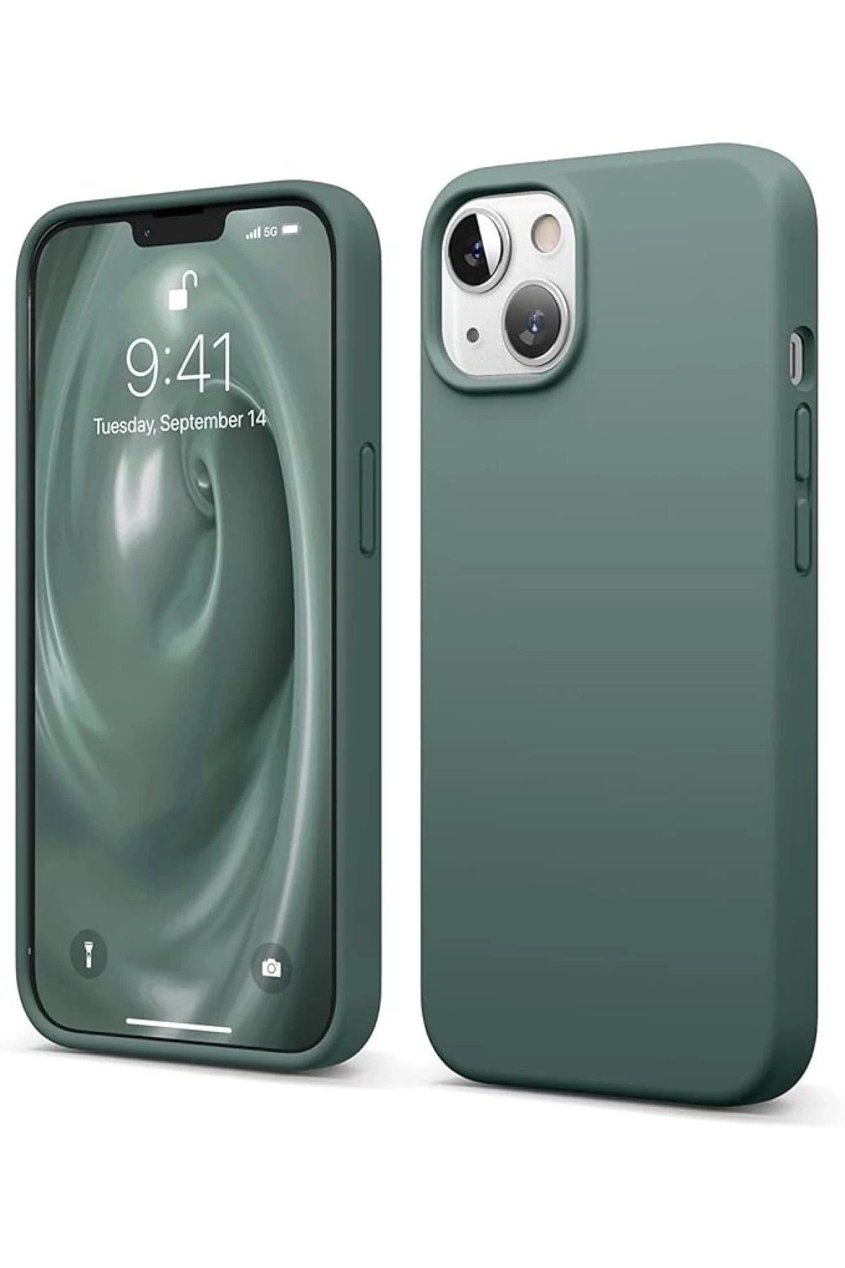 CepteToptan Newface iPhone 14 Kılıf First Silikon - Koyu Yeşil