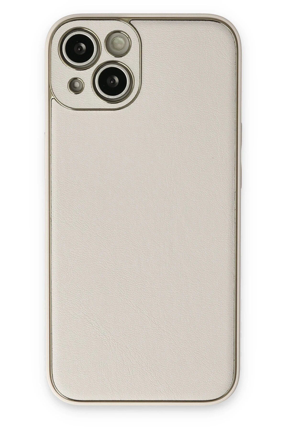 CepteToptan Newface iPhone 14 Plus Kılıf Coco Deri Silikon Kapak - Beyaz