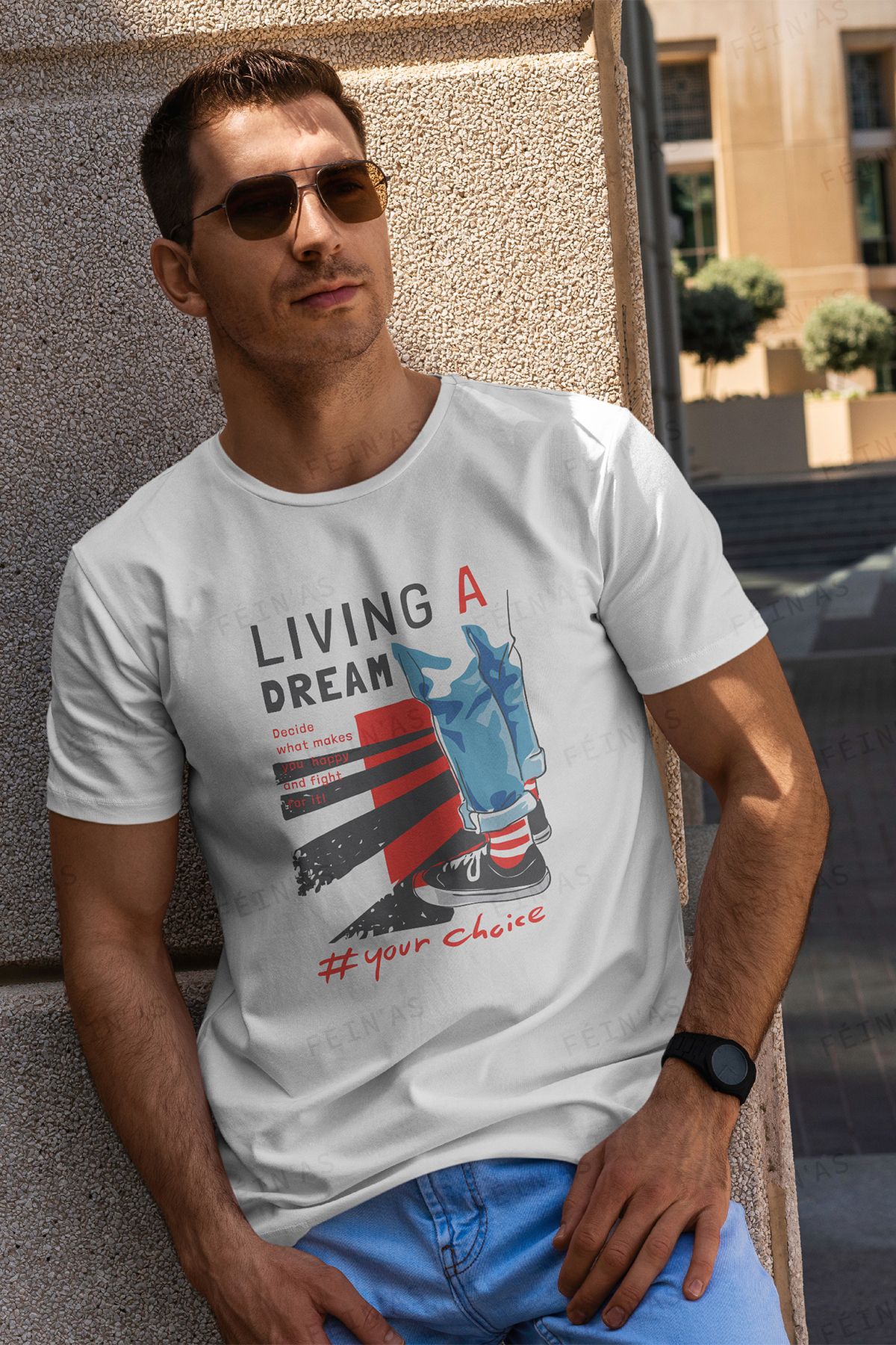 feinas Erkek Tshirt - Living a Dream (1. Sınıf Penye)