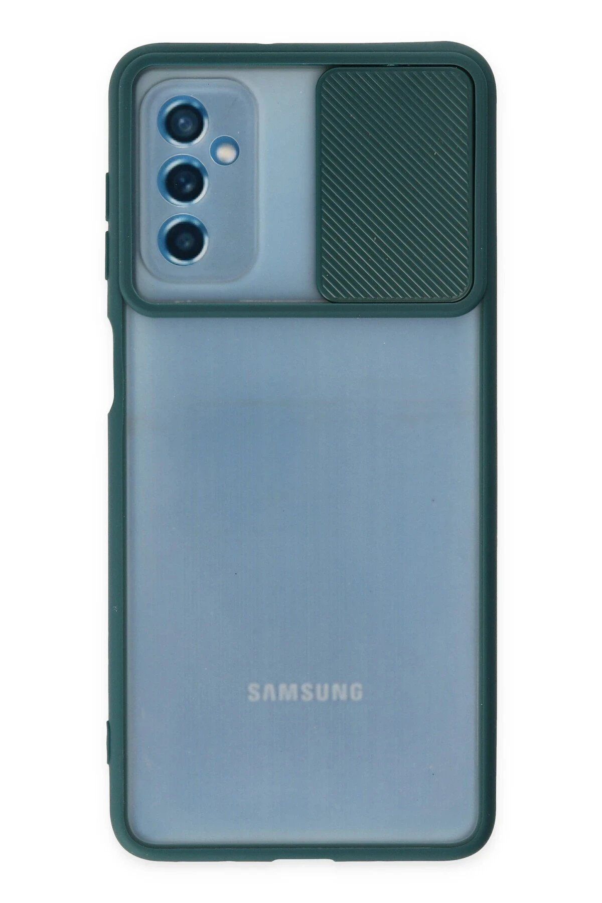 CepteToptan Newface Samsung Galaxy M52 5G Kılıf Palm Buzlu Kamera Sürgülü Silikon - Yeşil