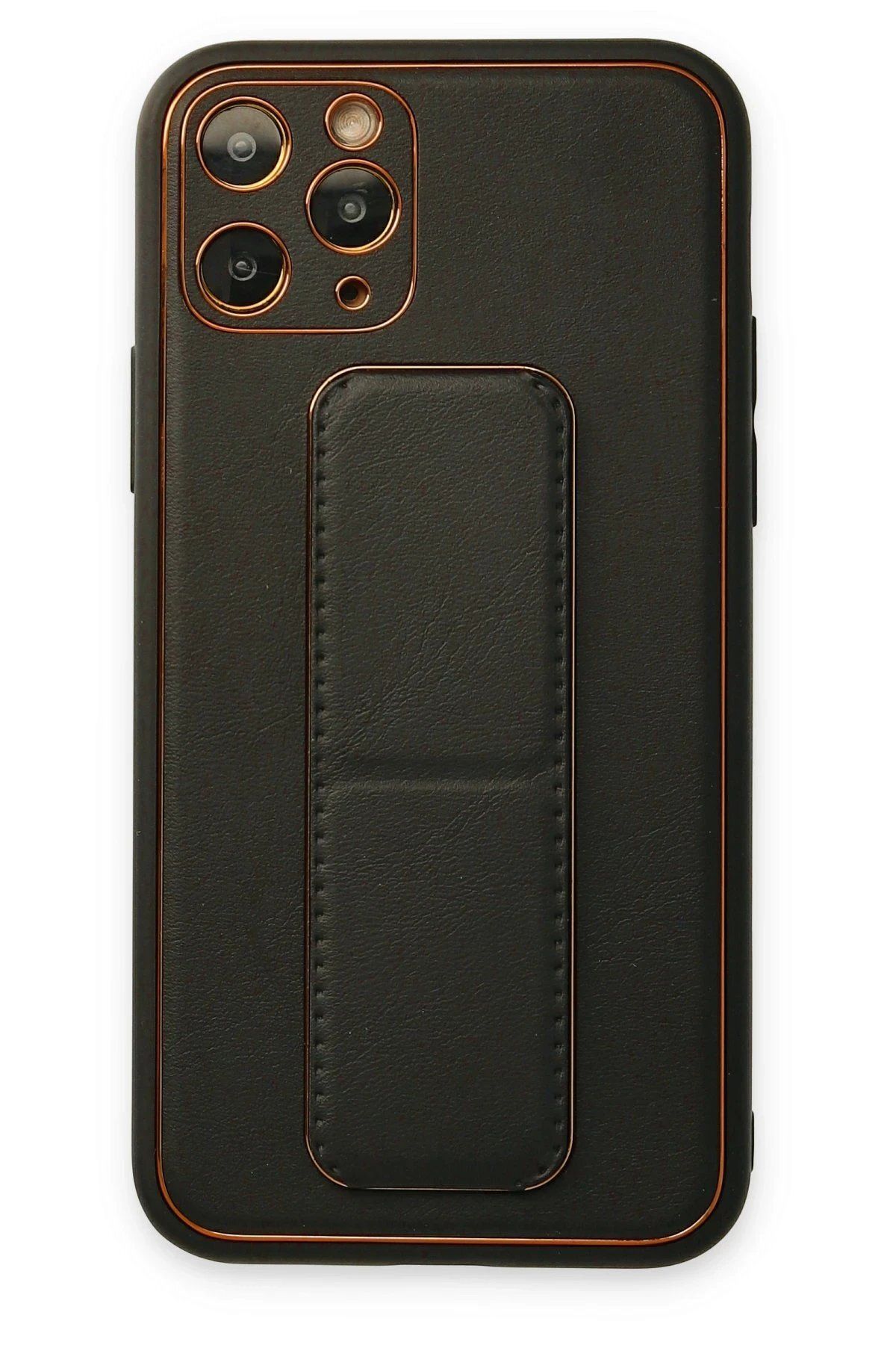 CepteToptan Newface iPhone 11 Pro Kılıf Coco Deri Standlı Kapak - Füme