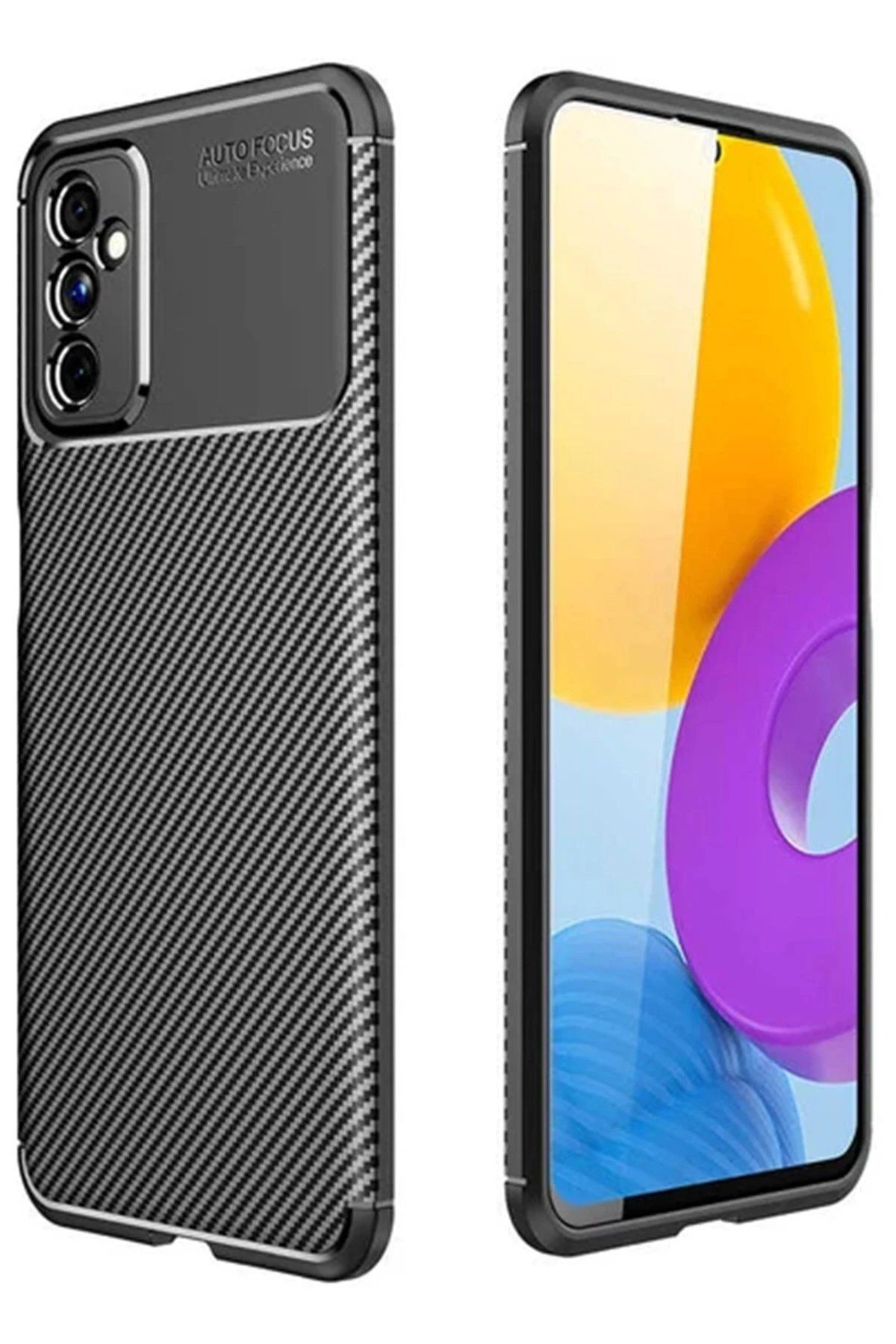 CepteToptan Newface Samsung Galaxy M52 5G Kılıf Auto Focus Karbon Kapak - Siyah