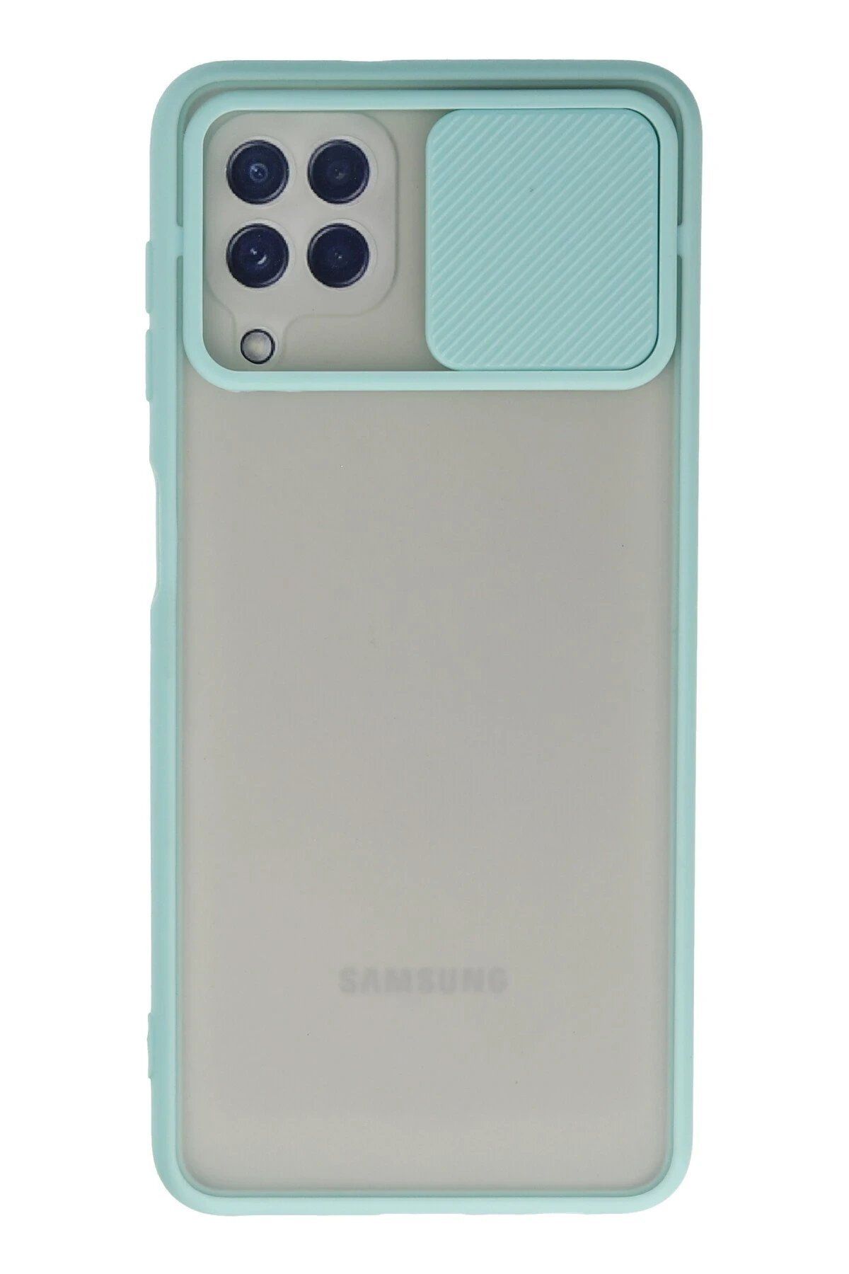CepteToptan Newface Samsung Galaxy A22 Kılıf Palm Buzlu Kamera Sürgülü Silikon - Turkuaz