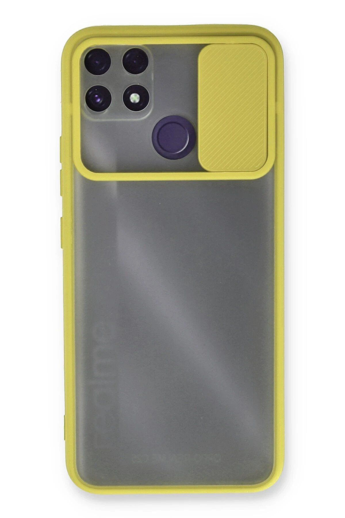 CepteToptan Newface Realme C25 Kılıf Palm Buzlu Kamera Sürgülü Silikon - Sarı