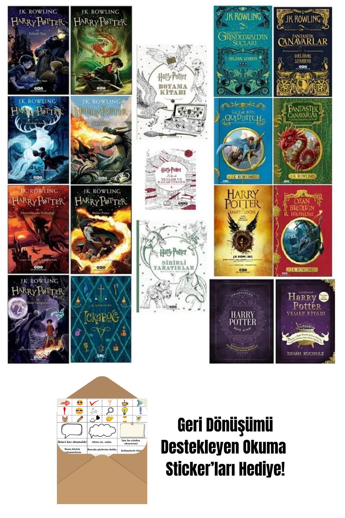 Yapı Kredi Yayınları Harry Potter Serisi 19 Kitap Full Set + Okuma Sticker'ları