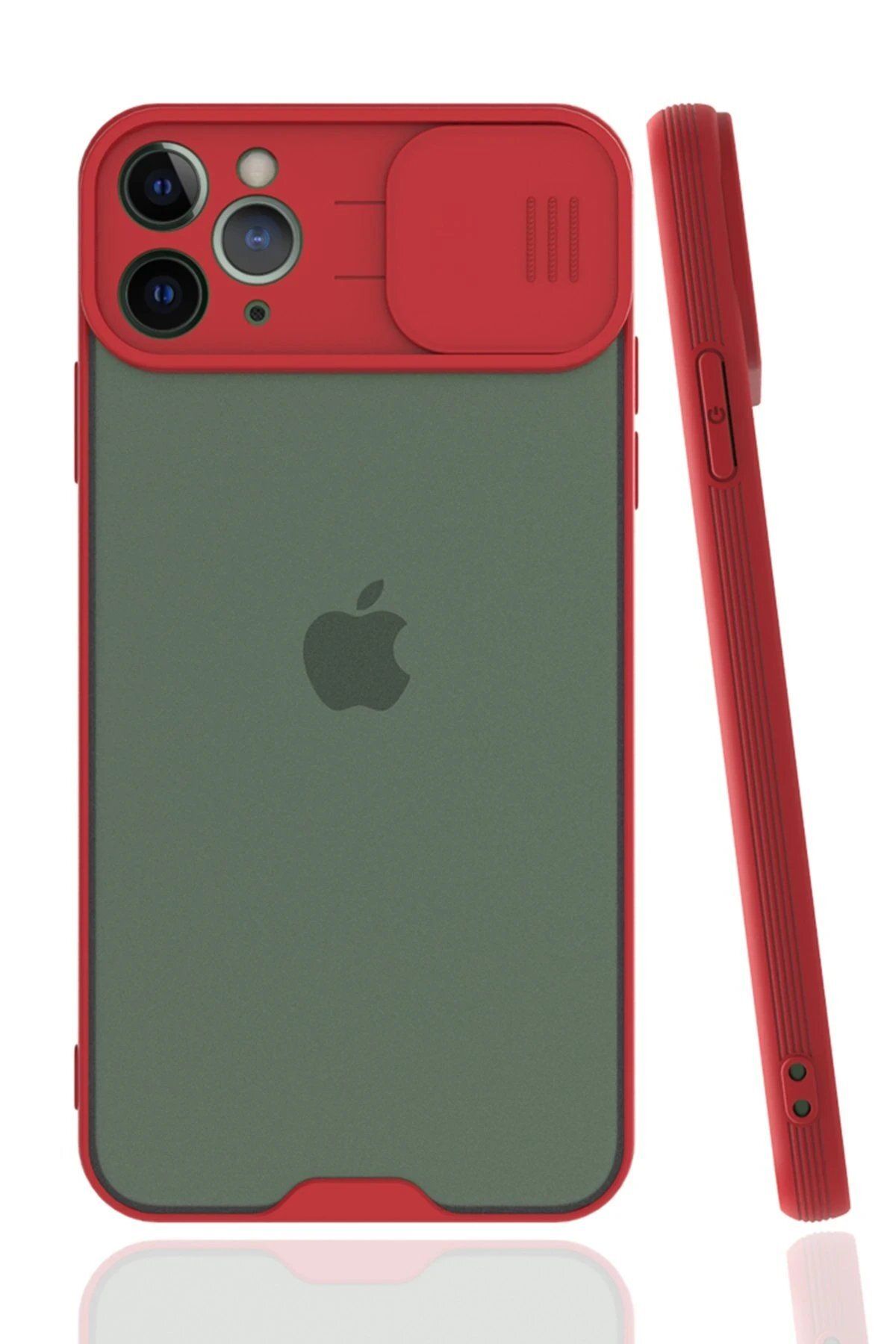 CepteToptan Newface iPhone 11 Pro Kılıf Platin Kamera Koruma Silikon - Kırmızı