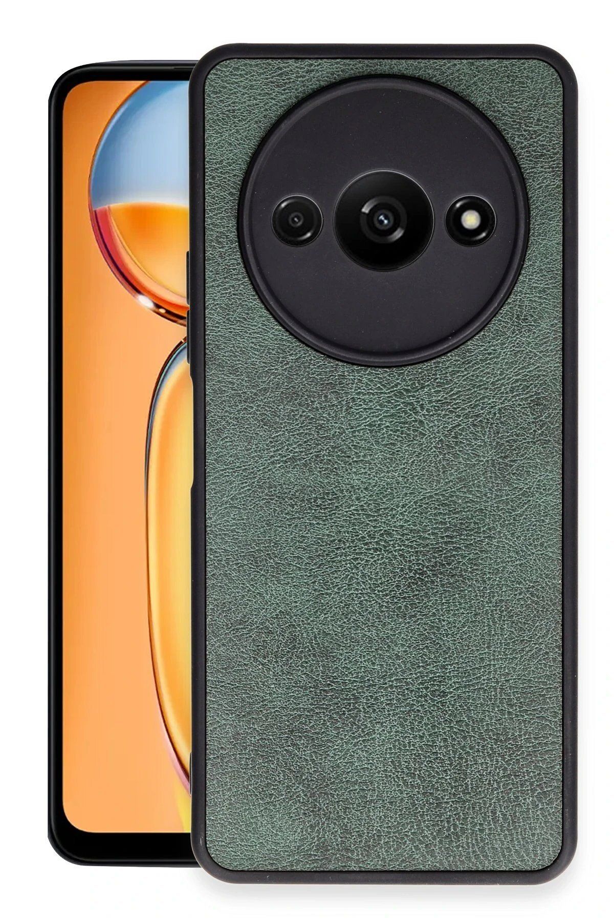 CepteToptan Newface Xiaomi Redmi A3 4G Kılıf Aras Deri Kapak - Koyu Yeşil