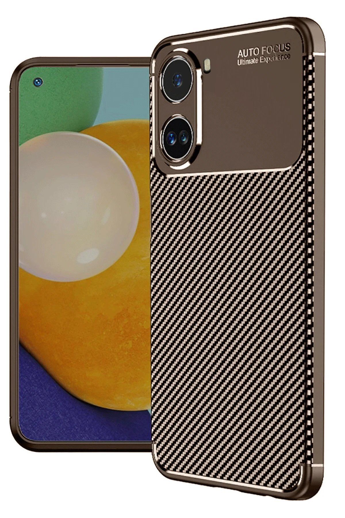CepteToptan Newface Xiaomi Poco X7 Pro Kılıf Auto Focus Karbon Kapak - Kahverengi