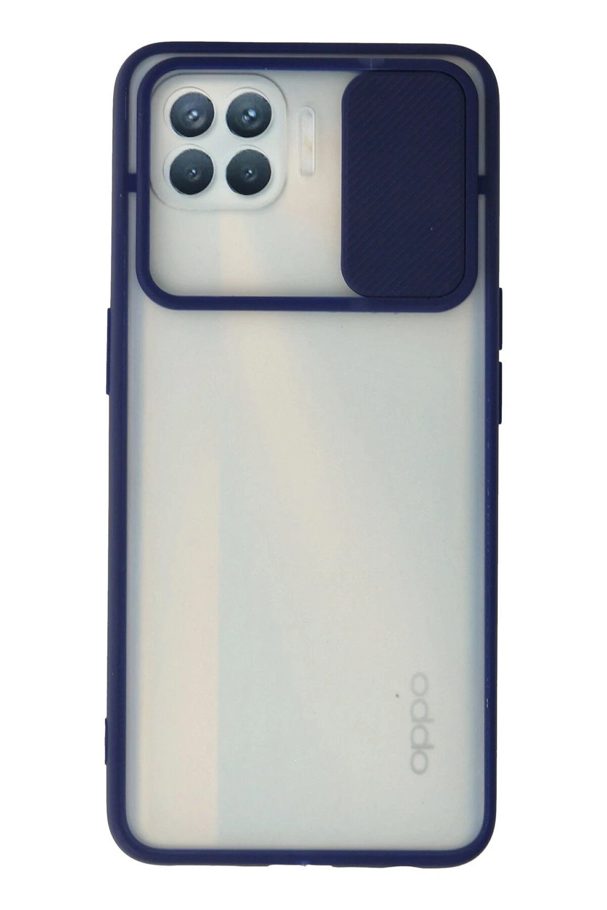CepteToptan Newface Oppo Reno 4 Lite Kılıf Palm Buzlu Kamera Sürgülü Silikon - Lacivert