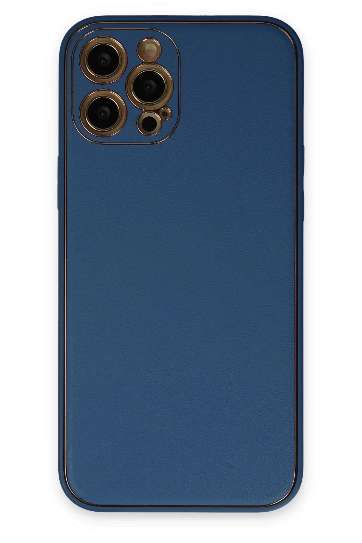 CepteToptan Newface iPhone 12 Pro Kılıf Coco Deri Silikon Kapak - Açık Mavi