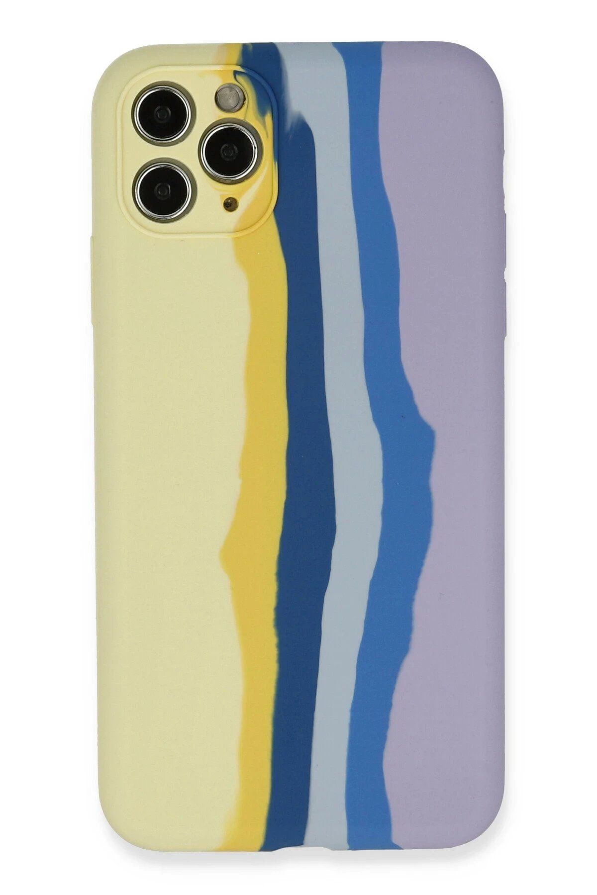 CepteToptan Newface iPhone 11 Pro Kılıf Ebruli Lansman Silikon - Sarı-Lila
