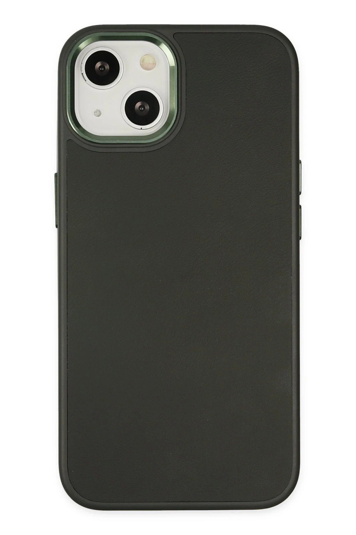 CepteToptan Newface iPhone 14 Plus Kılıf Asya Deri Silikon - Koyu Yeşil
