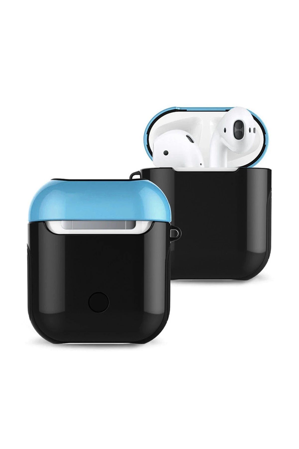 CepteToptan Newface Airpods 2 (2.nesil) 3in1 Kılıf - Siyah-Mavi