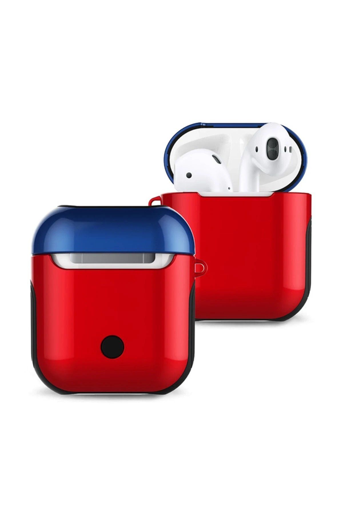 CepteToptan Newface Airpods 2 (2.nesil) 3in1 Kılıf - Kırmızı-Lacivert
