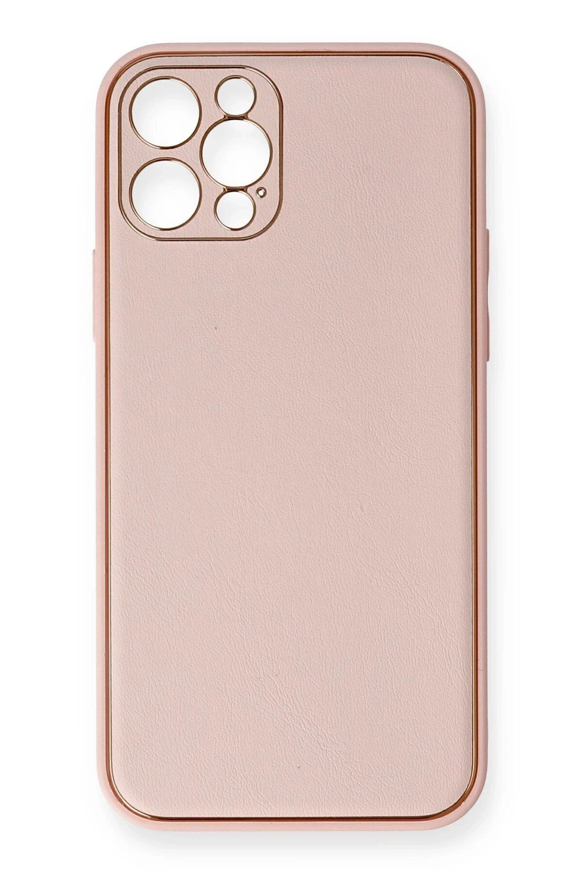 CepteToptan Newface iPhone 12 Pro Kılıf Coco Deri Silikon Kapak - Pembe