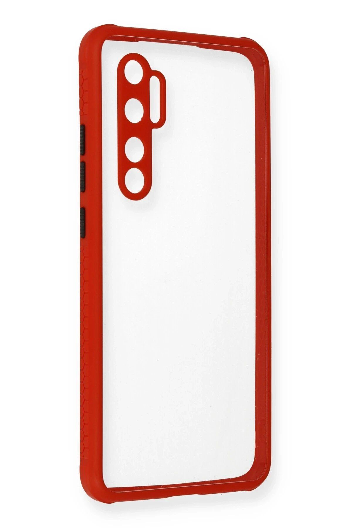 CepteToptan Newface Xiaomi Mi Note 10 Lite Kılıf Miami Şeffaf Silikon - Kırmızı