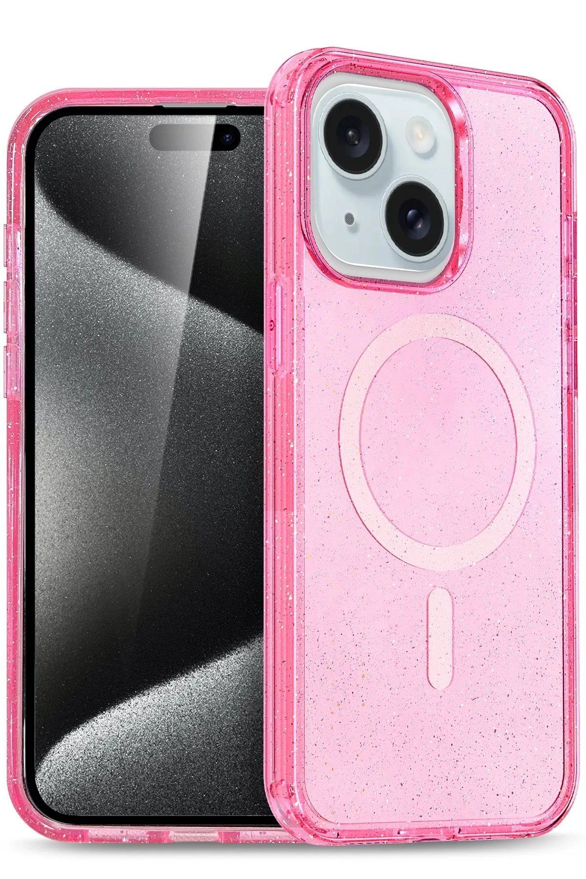 CepteToptan Newface iPhone 15 Plus Kılıf Glow Magsafe Kapak - Pembe
