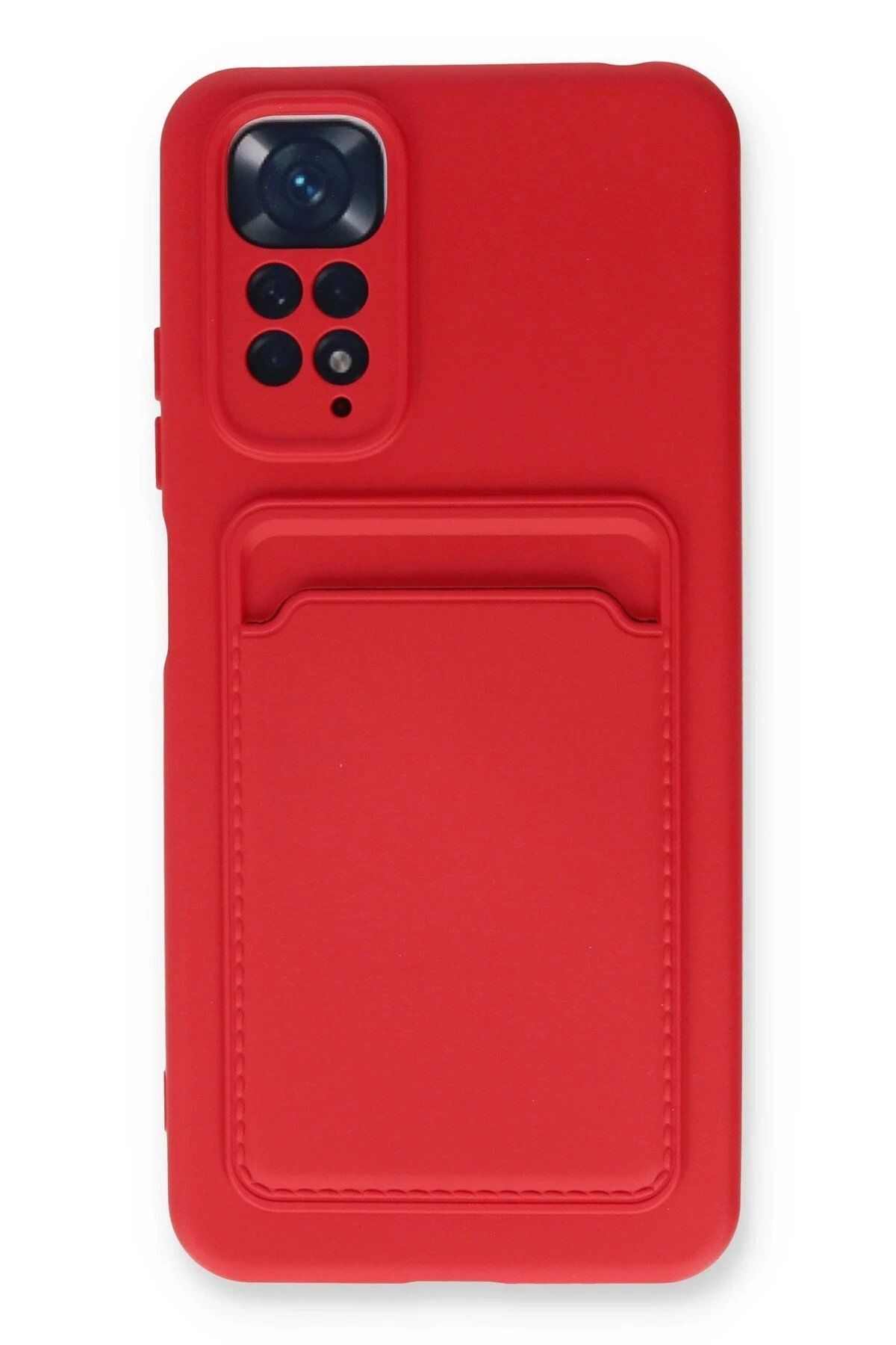 ENEFENDİ Newface Xiaomi Redmi Note 11S Kılıf Kelvin Kartvizitli Silikon - Kırmızı