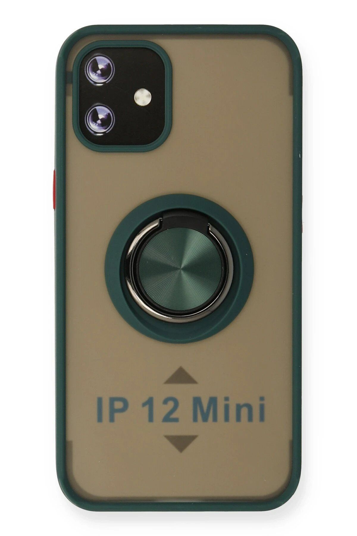 CepteToptan Newface iPhone 12 Mini Kılıf Montreal Yüzüklü Silikon Kapak - Yeşil