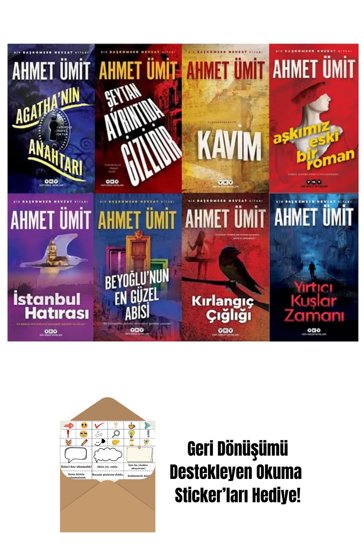 Yapı Kredi Yayınları Başkomser Nevzat Serisi 8 Kitap Set + Okuma Sticker'ları
