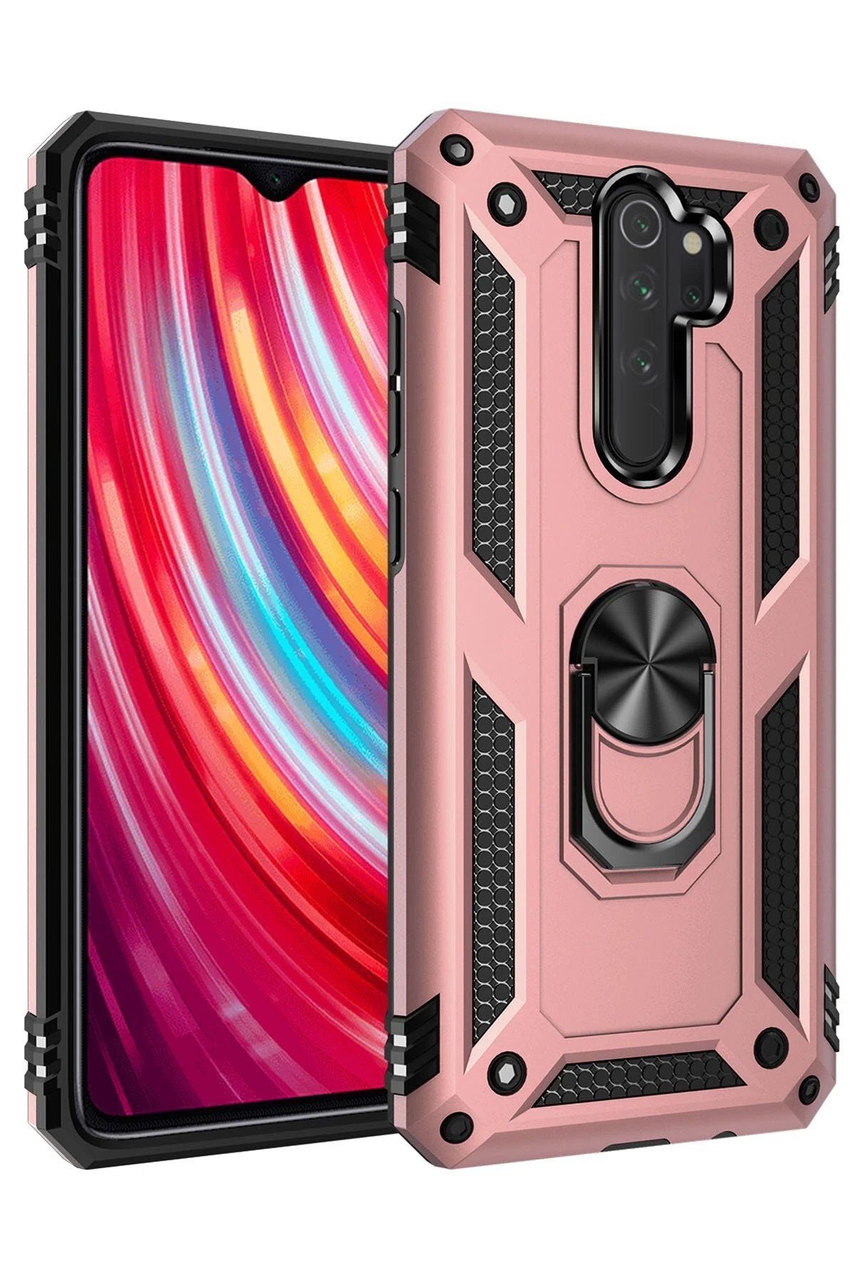 CepteToptan Newface Xiaomi Redmi Note 8 Pro Kılıf Sofya Yüzüklü Silikon Kapak - Rose