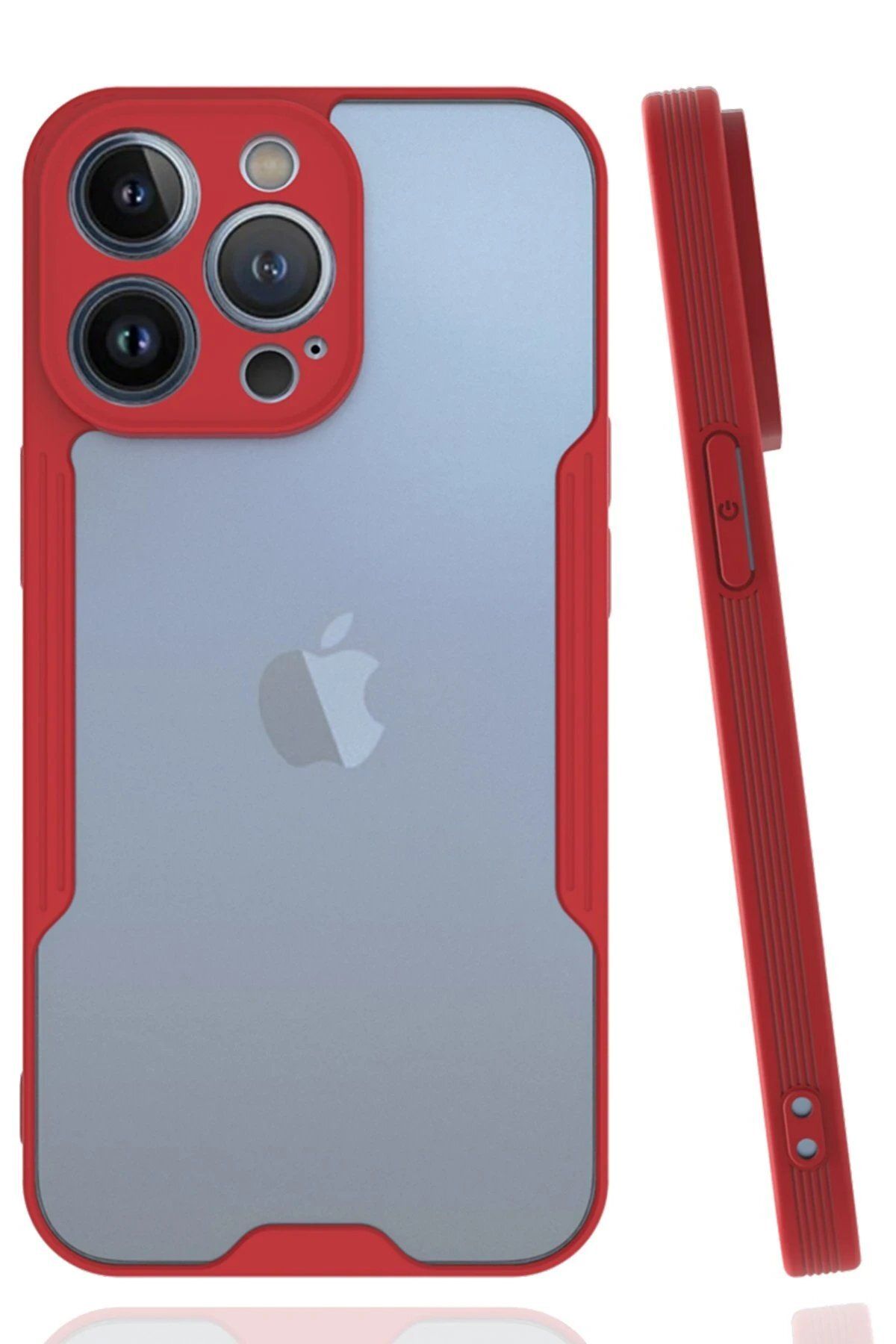 CepteToptan Newface iPhone 14 Pro Kılıf Platin Silikon - Kırmızı