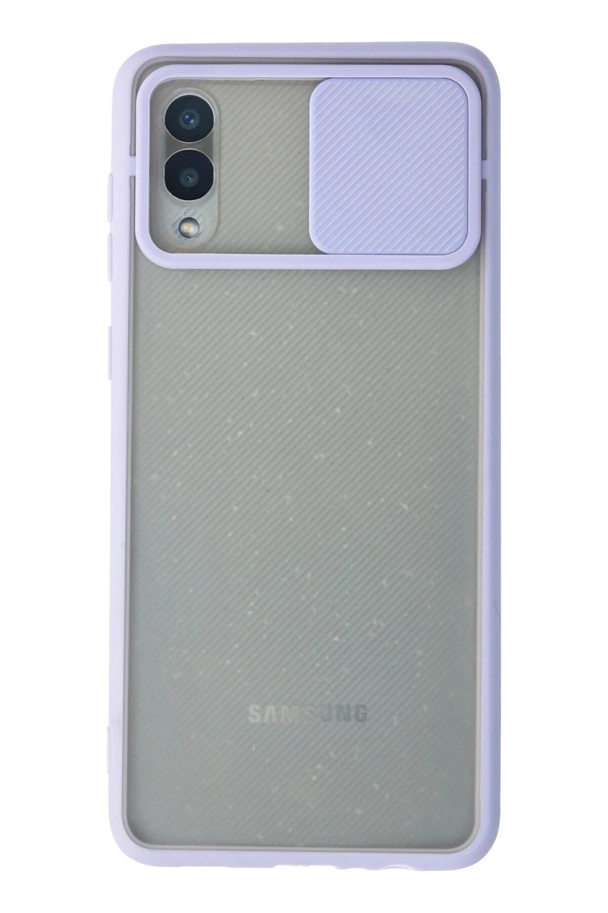 CepteToptan Newface Samsung Galaxy A02 Kılıf Palm Buzlu Kamera Sürgülü Silikon - Lila
