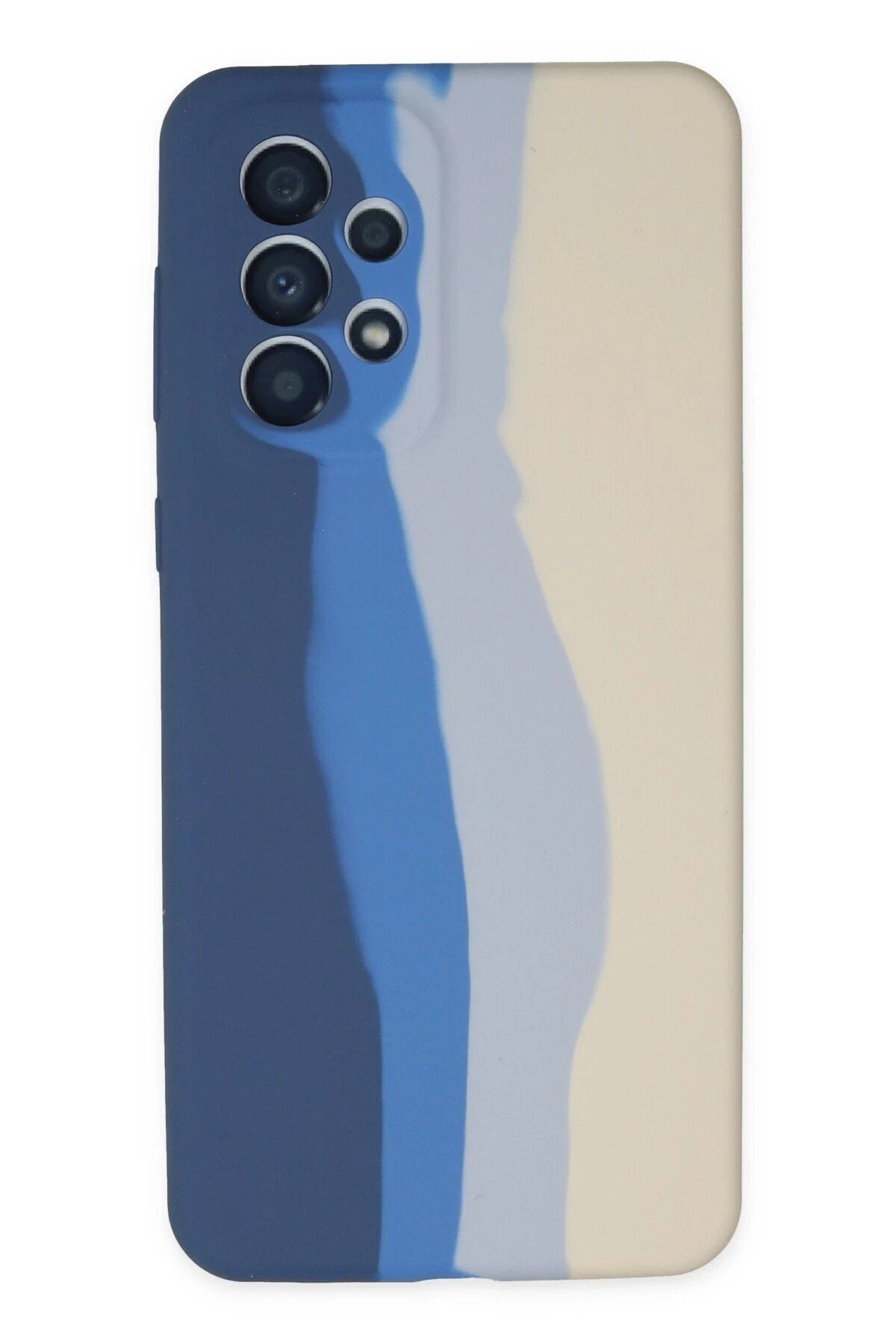 CepteToptan Newface Samsung Galaxy A73 5G Kılıf Ebruli Lansman Silikon - Lacivert-Krem