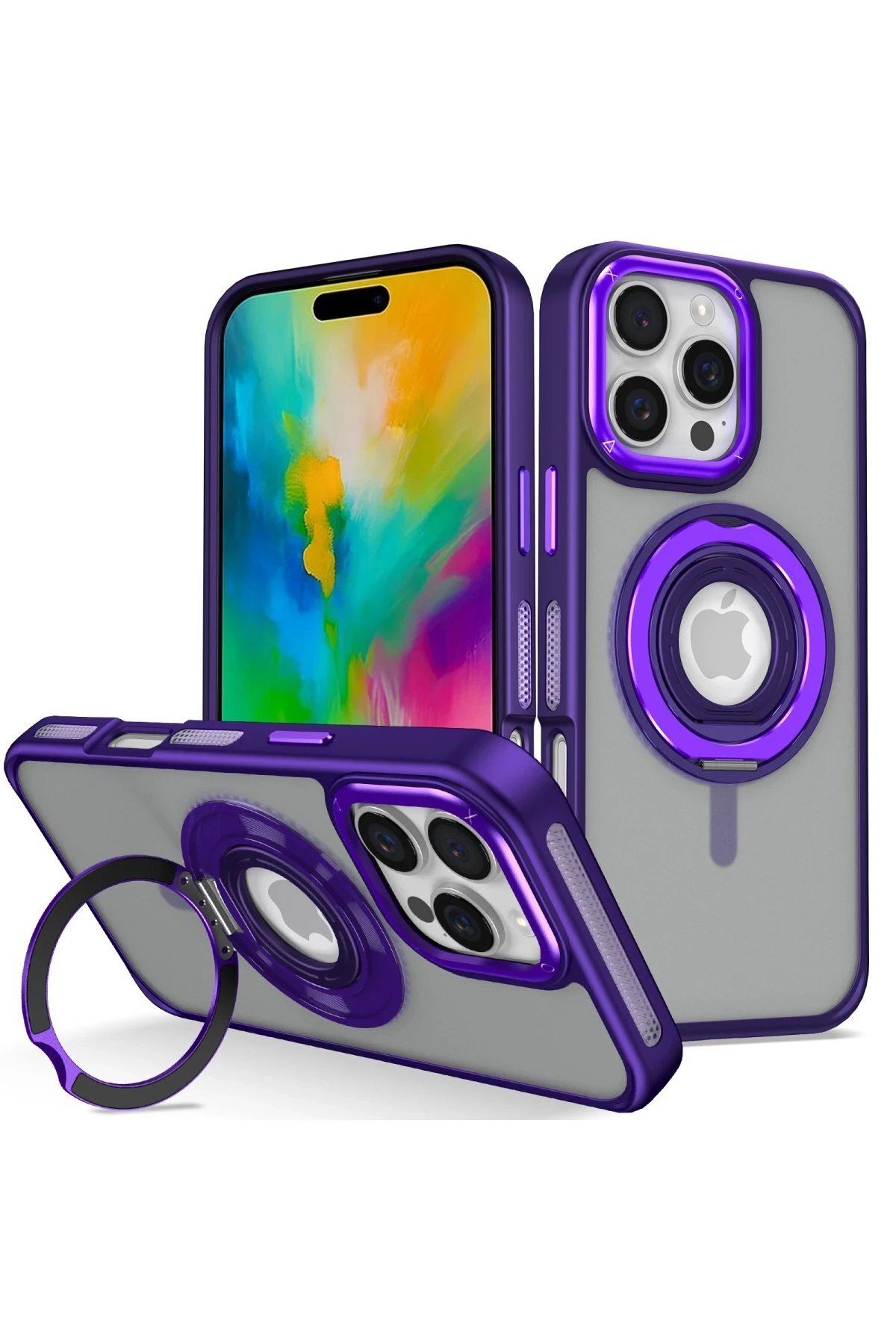 CepteToptan Joko iPhone 16 Pro Banza Magsafe Standlı Kapak - Derin Mor